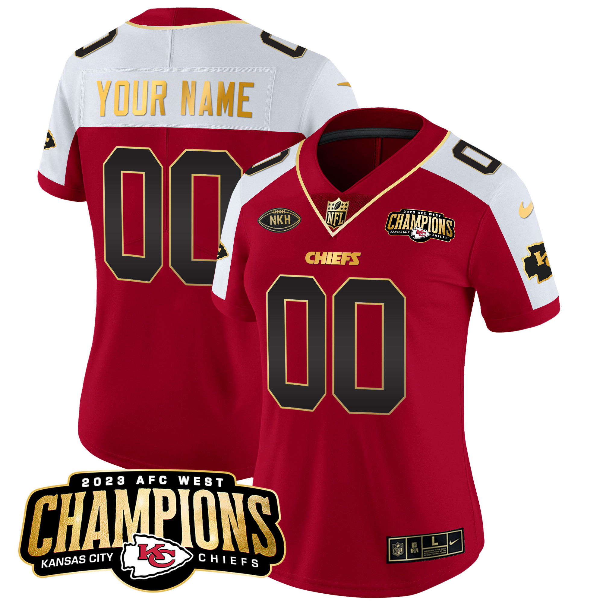 Kansas City Chiefs 2023 AFC West Champions Patch Vapor Limited Custom Red Alternate Jersey - All Stitched 