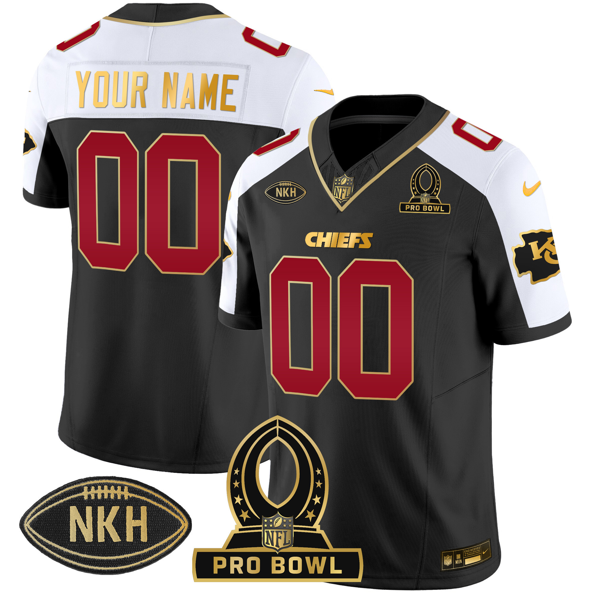 Kansas City Chiefs 2024 Pro Bowl Patch Vapor Black Alternate Jersey - All Stitched 