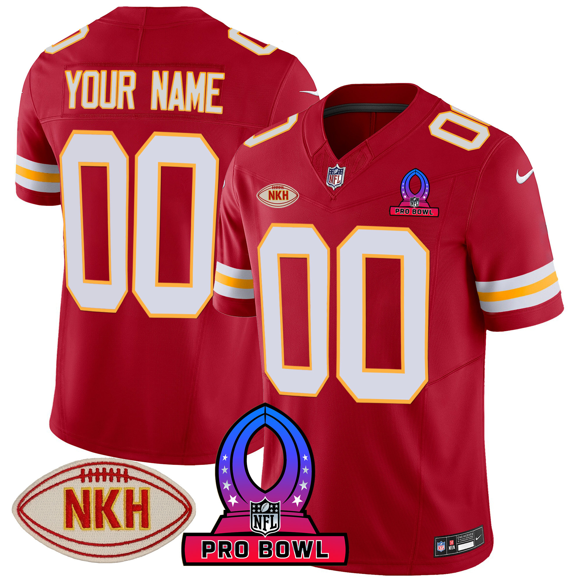 Kansas City Chiefs 2024 Pro Bowl Patch Vapor Red Jersey - All Stitched 