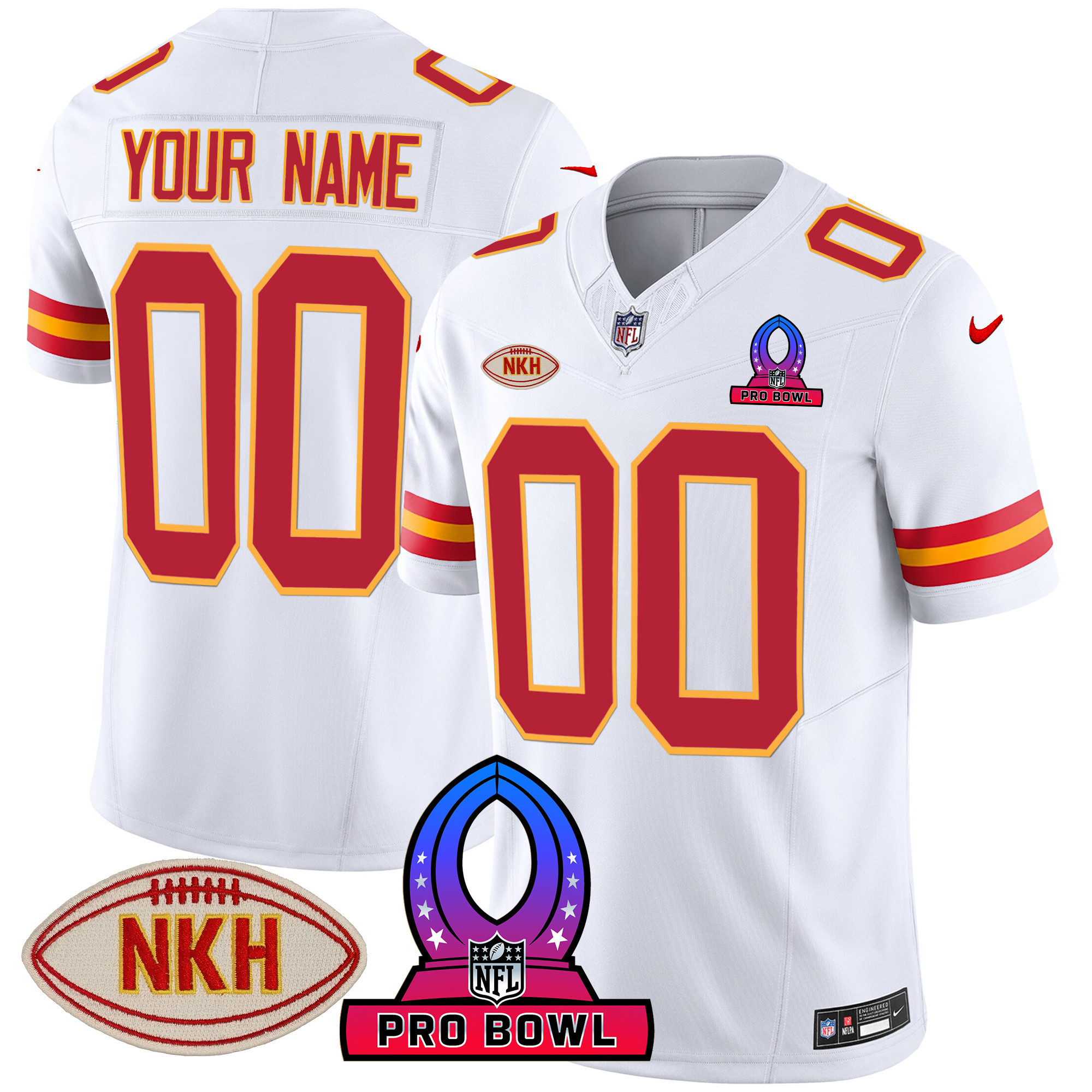 Kansas City Chiefs 2024 Pro Bowl Patch Vapor White Jersey - All Stitched 