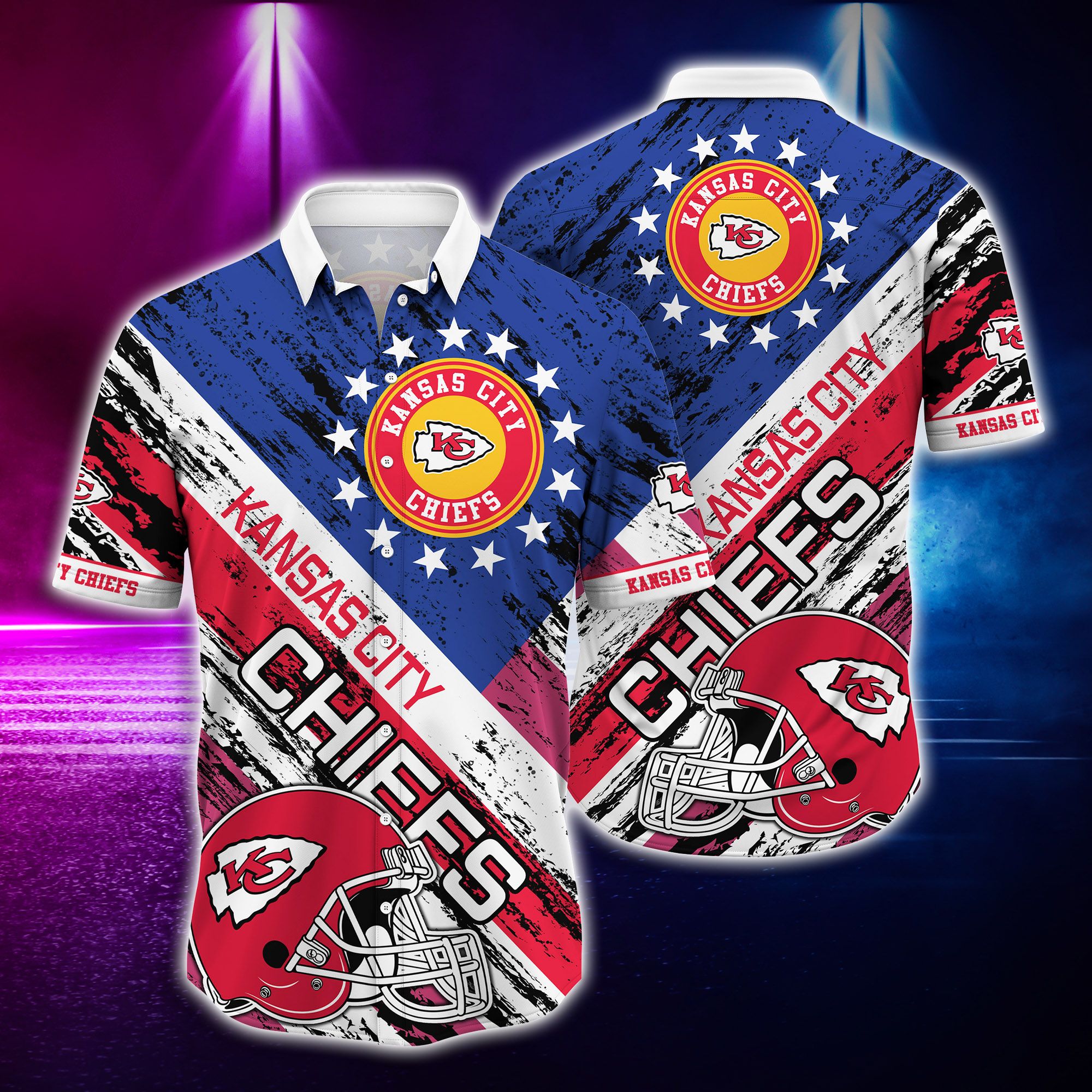 Kansas City Chiefs and rugby helmet Hawaiian Shirt