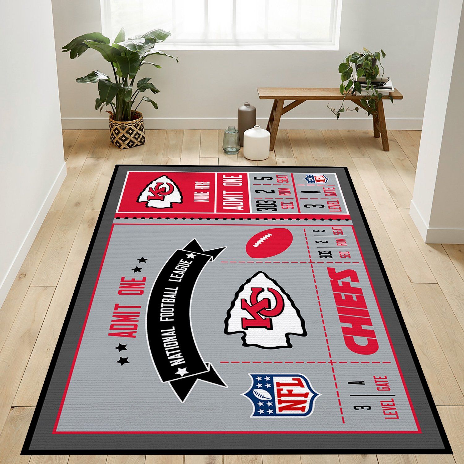 Kansas City Chiefs Bedroom Rectangle Rug – Custom Size And Printing