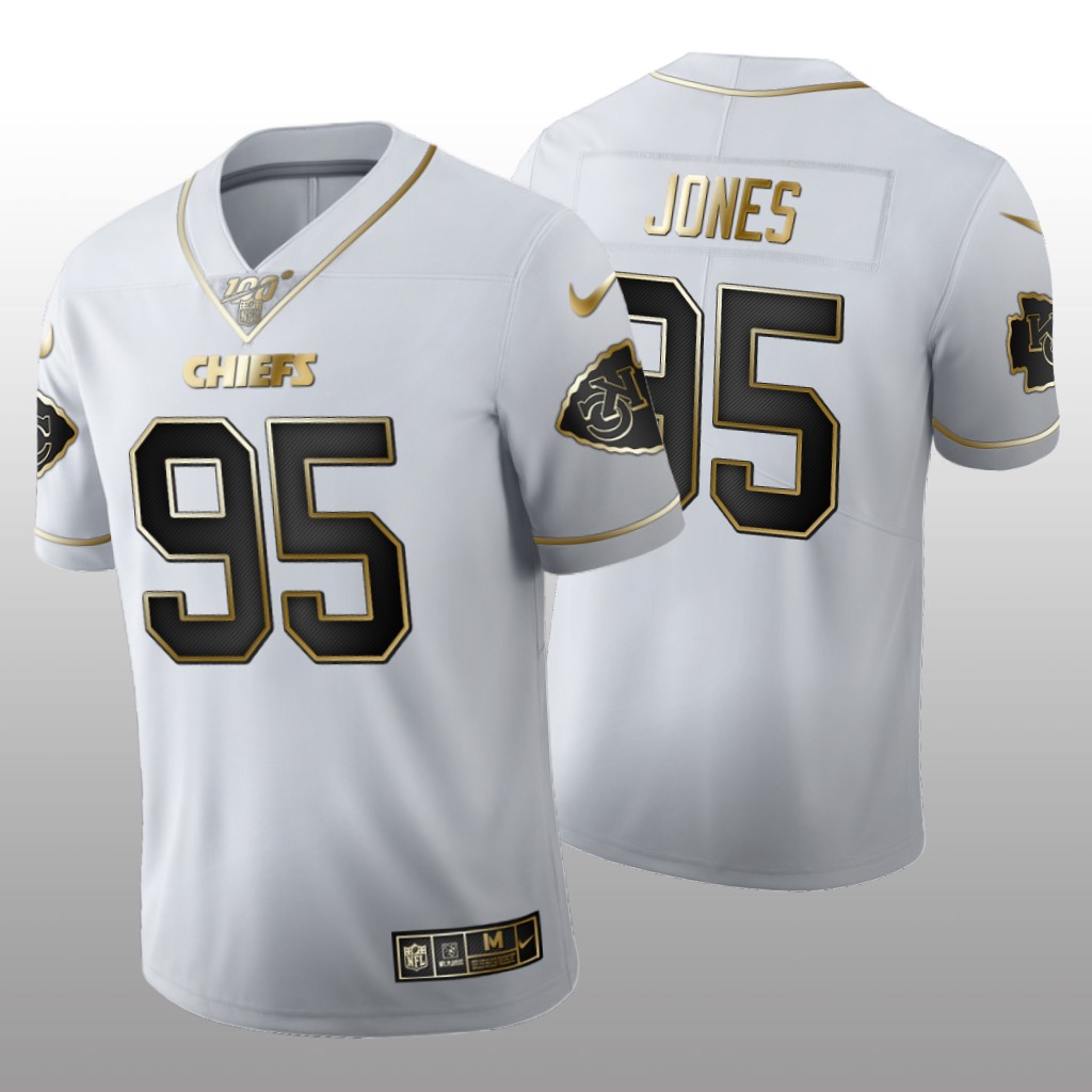 Kansas City Chiefs Chris Jones White Golden Edition Jersey 100th Season Men's