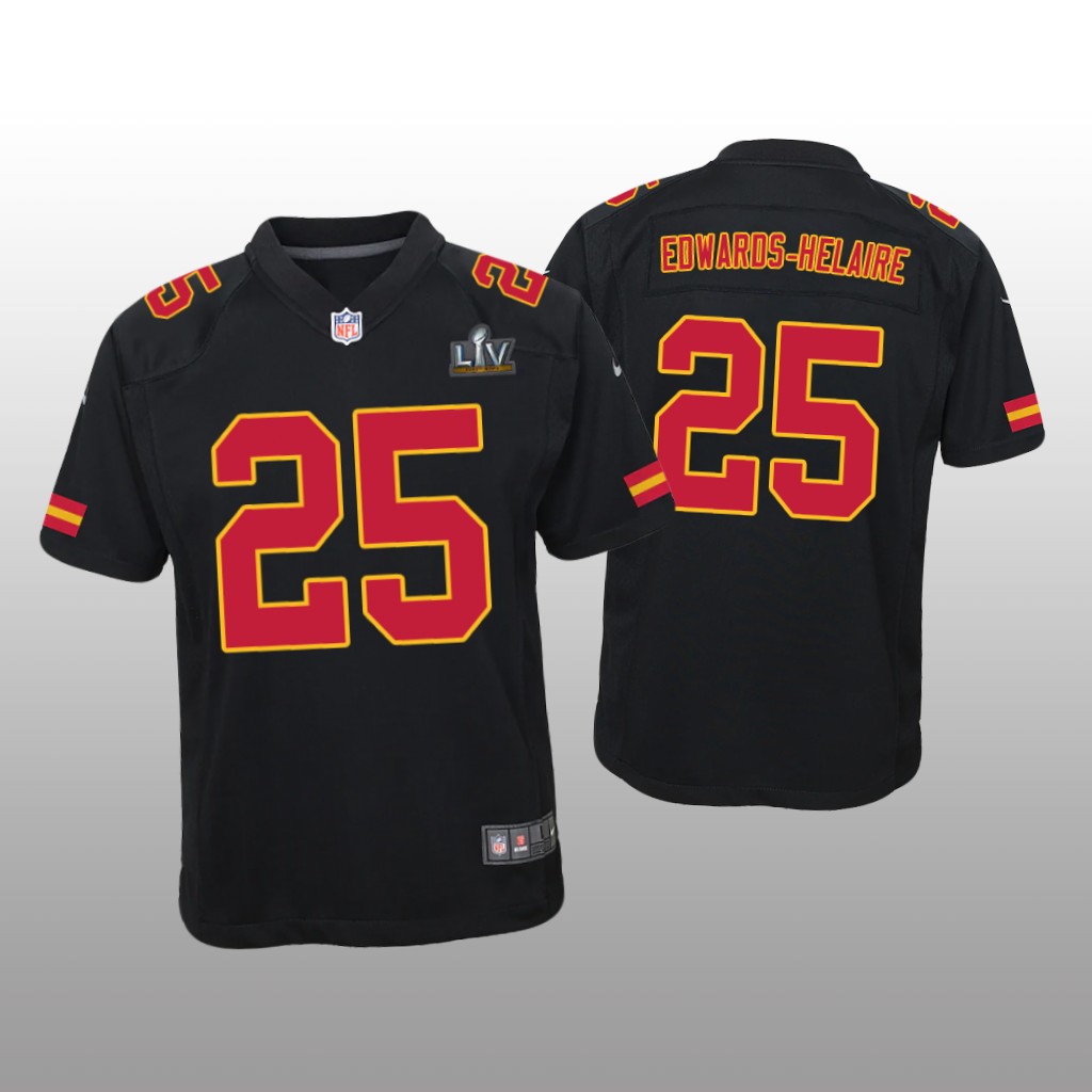 Kansas City Chiefs Clyde Edwards-Helaire Black Game Fashion Jersey Super Bowl LV - Youth