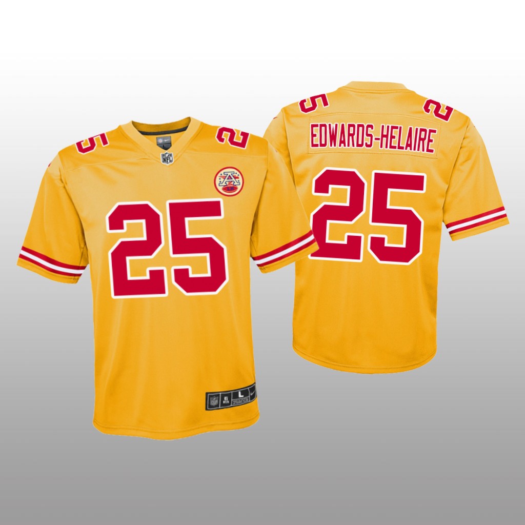 Kansas City Chiefs Clyde Edwards-Helaire Gold Jersey Inverted Game - Youth
