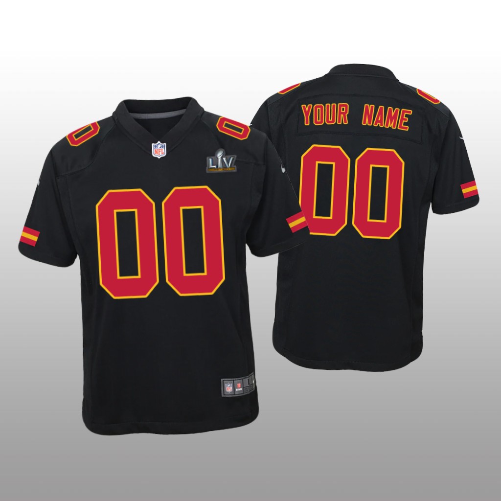 Kansas City Chiefs Custom Black Game Fashion Jersey Super Bowl LV - Youth