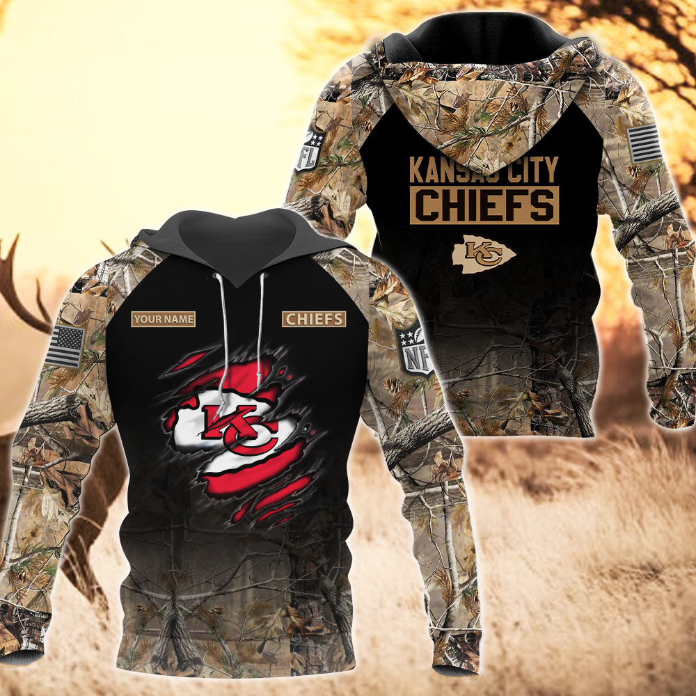 Kansas City Chiefs Custom Name Hunting Camo Hoodie