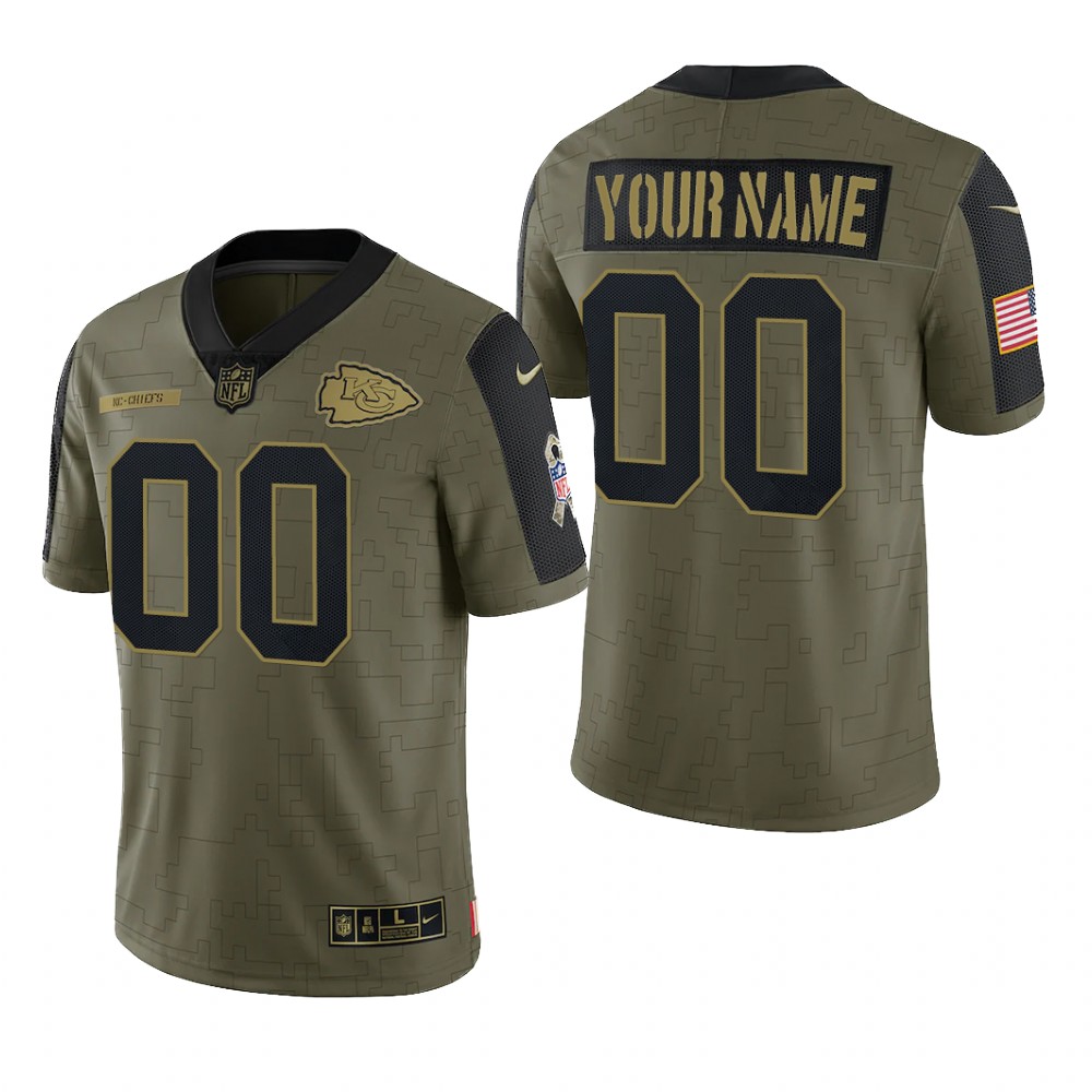 Kansas City Chiefs Custom Olive Limited Jersey 2021 Salute To Service - Men's
