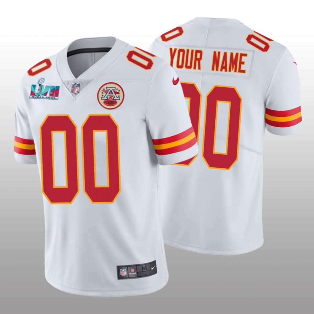 Kansas City Chiefs Custom White Vapor Limited Jersey Super Bowl LVII - Men's