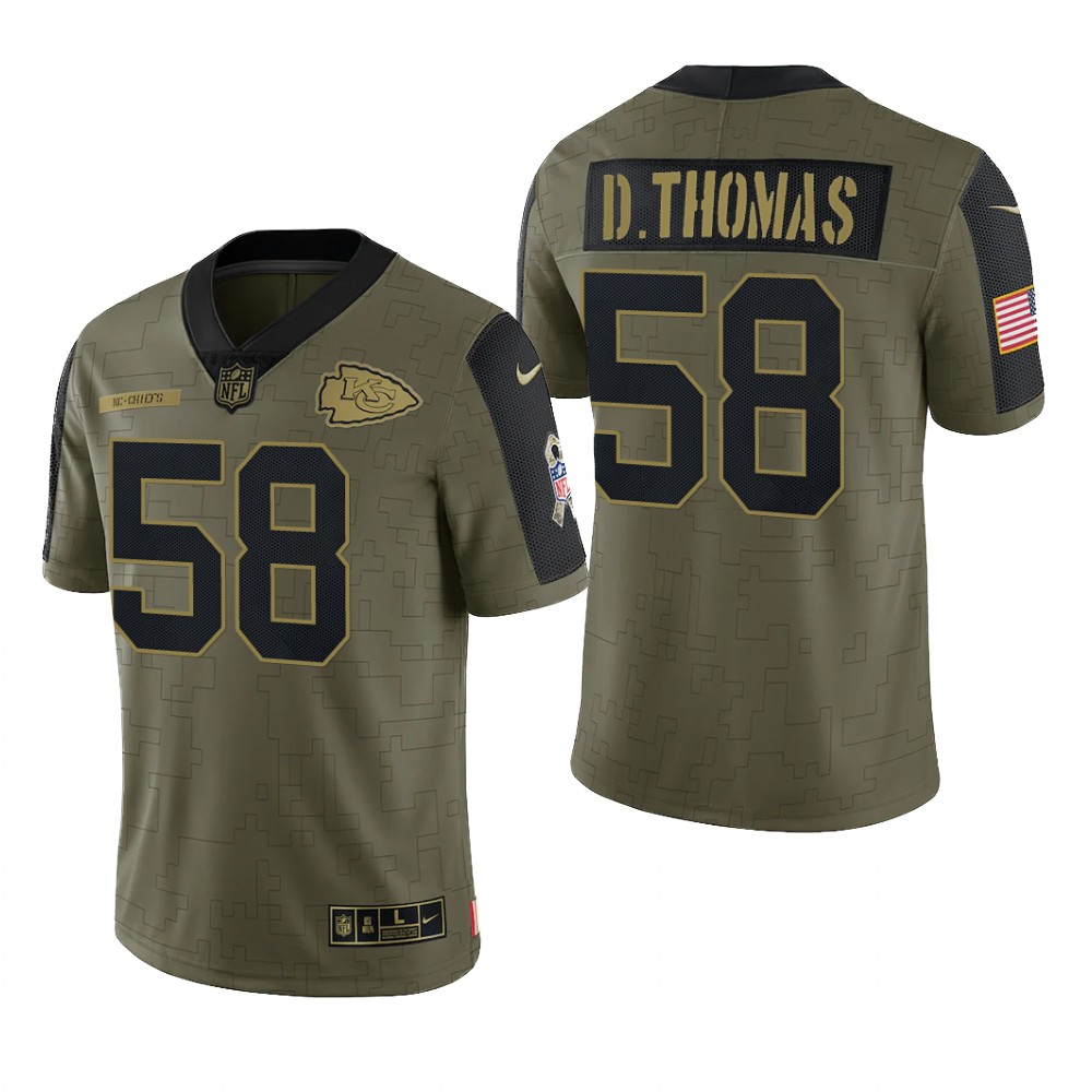 Kansas City Chiefs Derrick Thomas Olive Limited Jersey 2021 Salute To Service - Men's