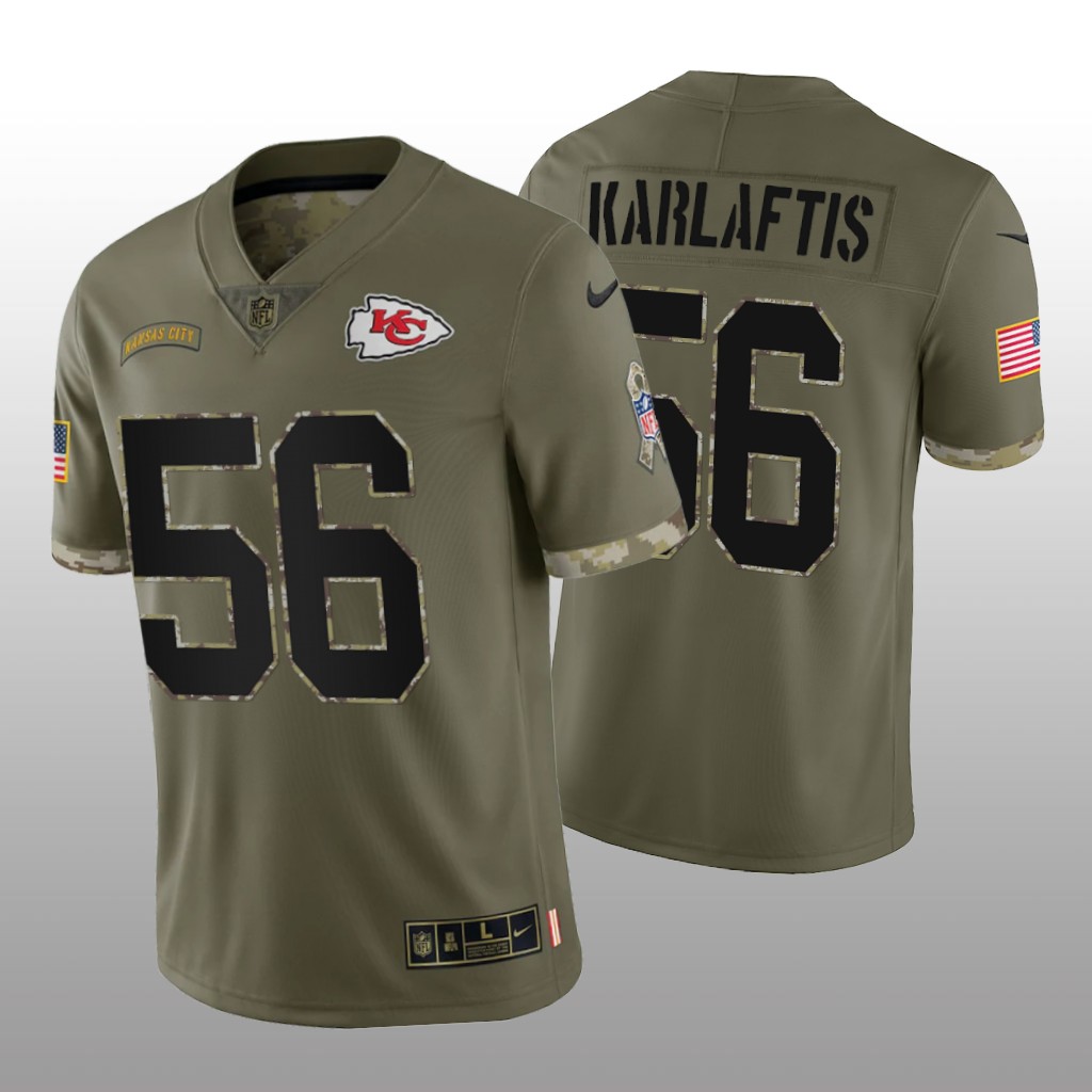 Kansas City Chiefs George Karlaftis Olive Jersey 2022 Salute To Service - Men's