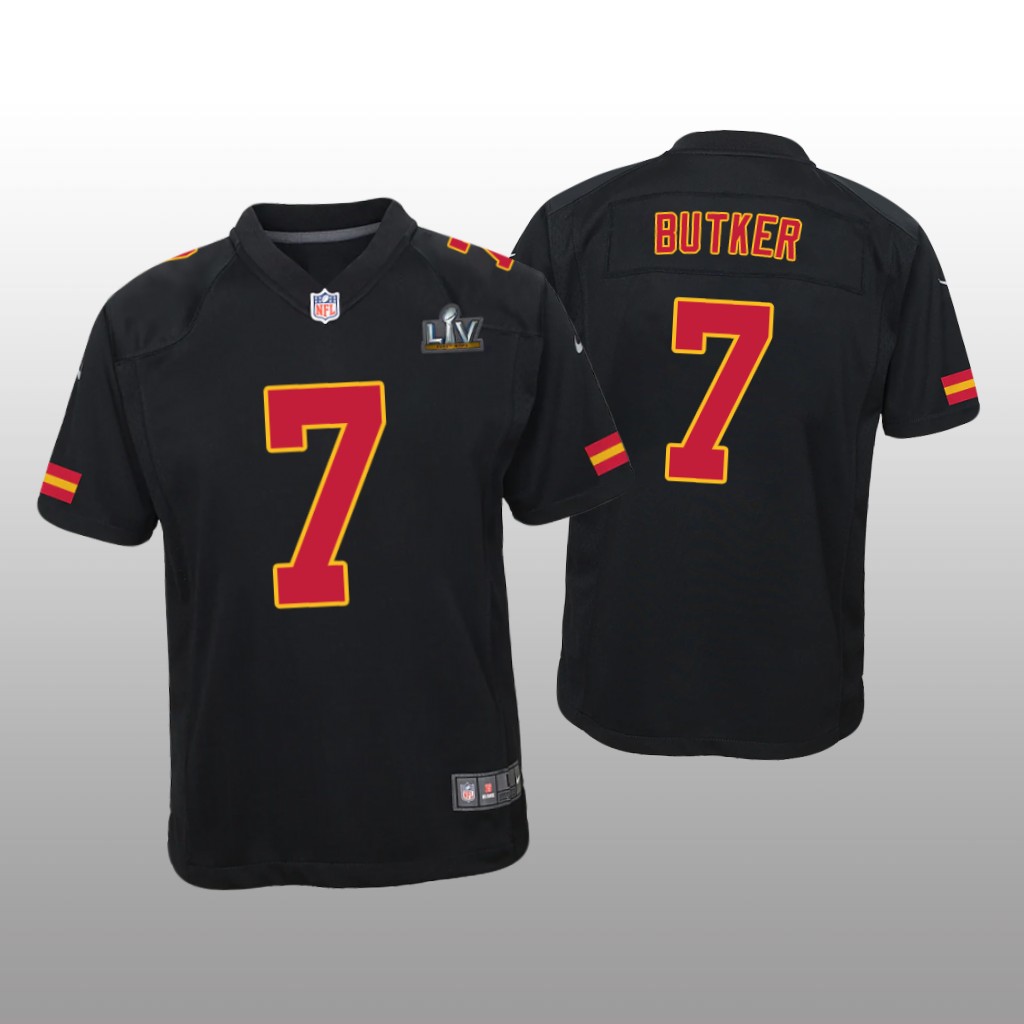 Kansas City Chiefs Harrison Butker Black Game Fashion Jersey Super Bowl LV - Youth