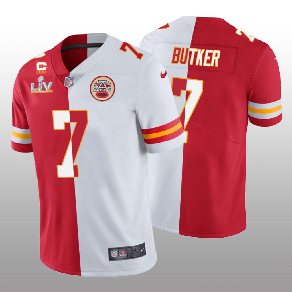 Kansas City Chiefs Harrison Butker Red White Split Super Bowl LV - Men's