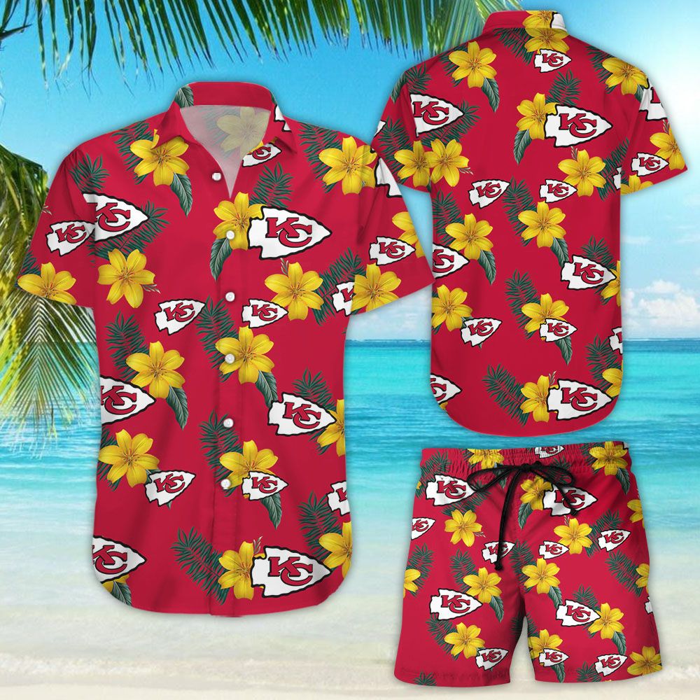 Kansas City Chiefs Hawaiian Shirt Floral Button Up Slim Fit Body