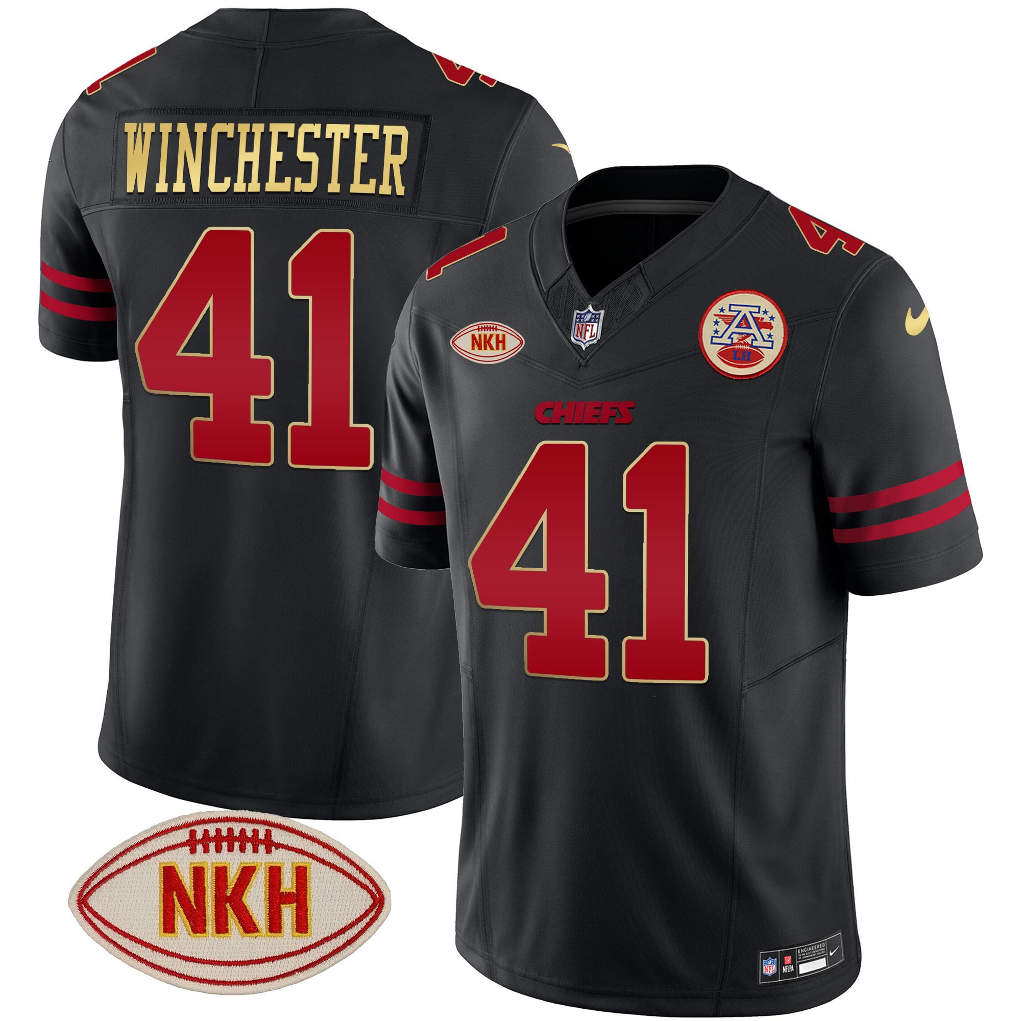 Kansas City Chiefs James Winchester NKH Patch 2023 Vapor Gold Trim Jersey - All Stitched 
