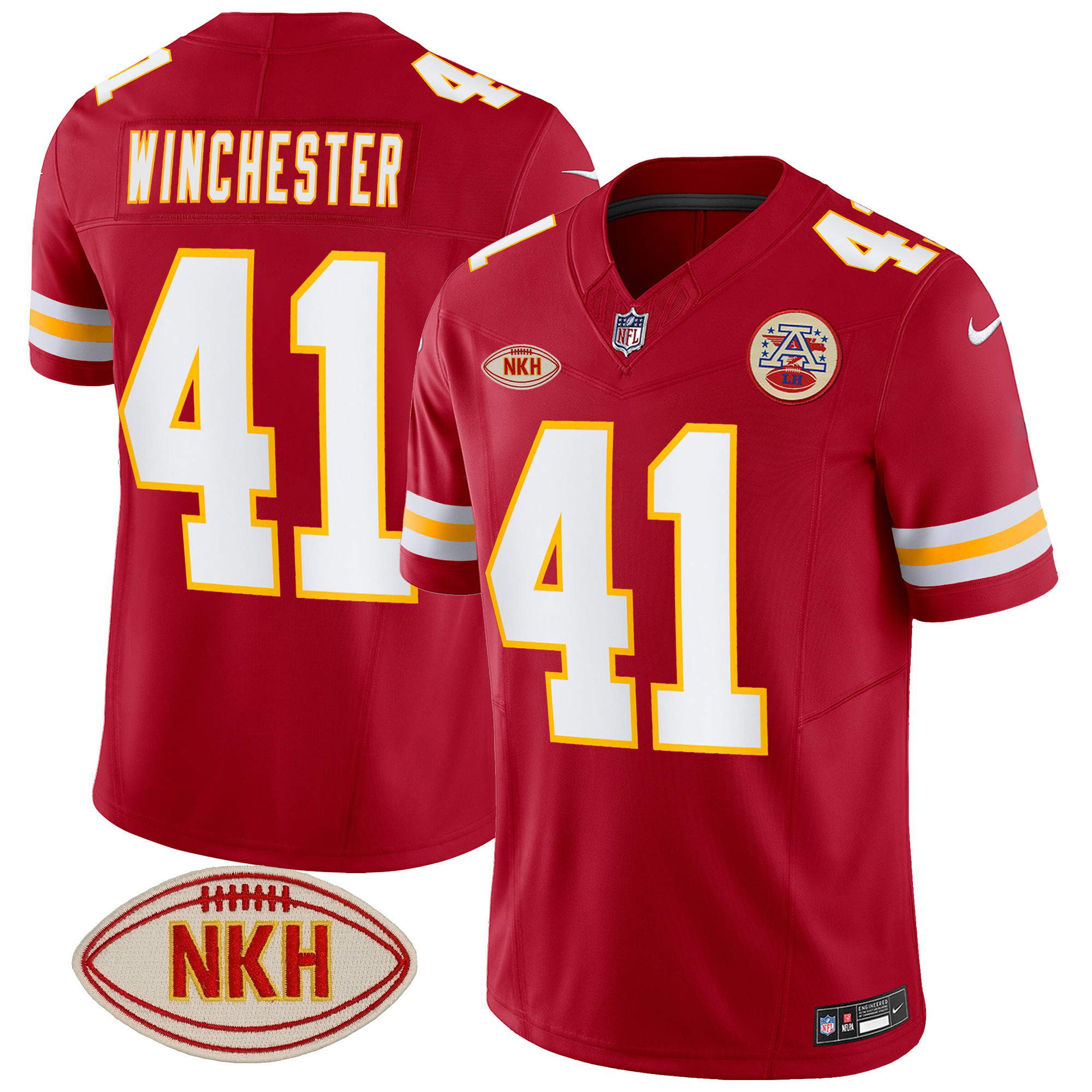 Kansas City Chiefs James Winchester NKH Patch 2023 Vapor Red Jersey - All Stitched 