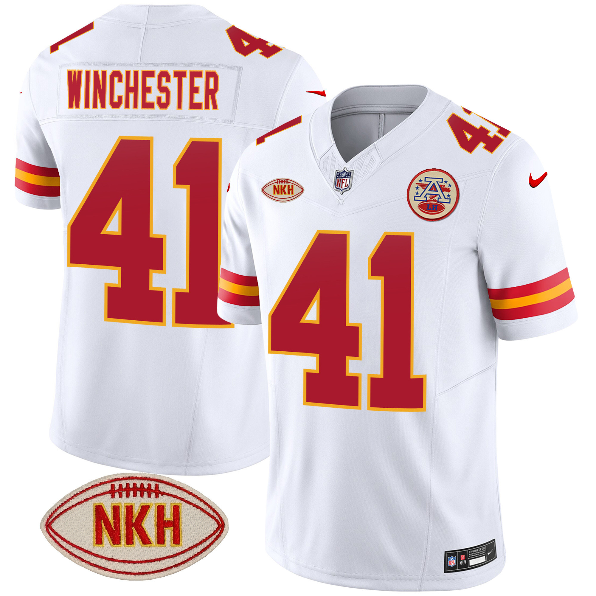 Kansas City Chiefs James Winchester NKH Patch 2023 Vapor White Jersey - All Stitched 