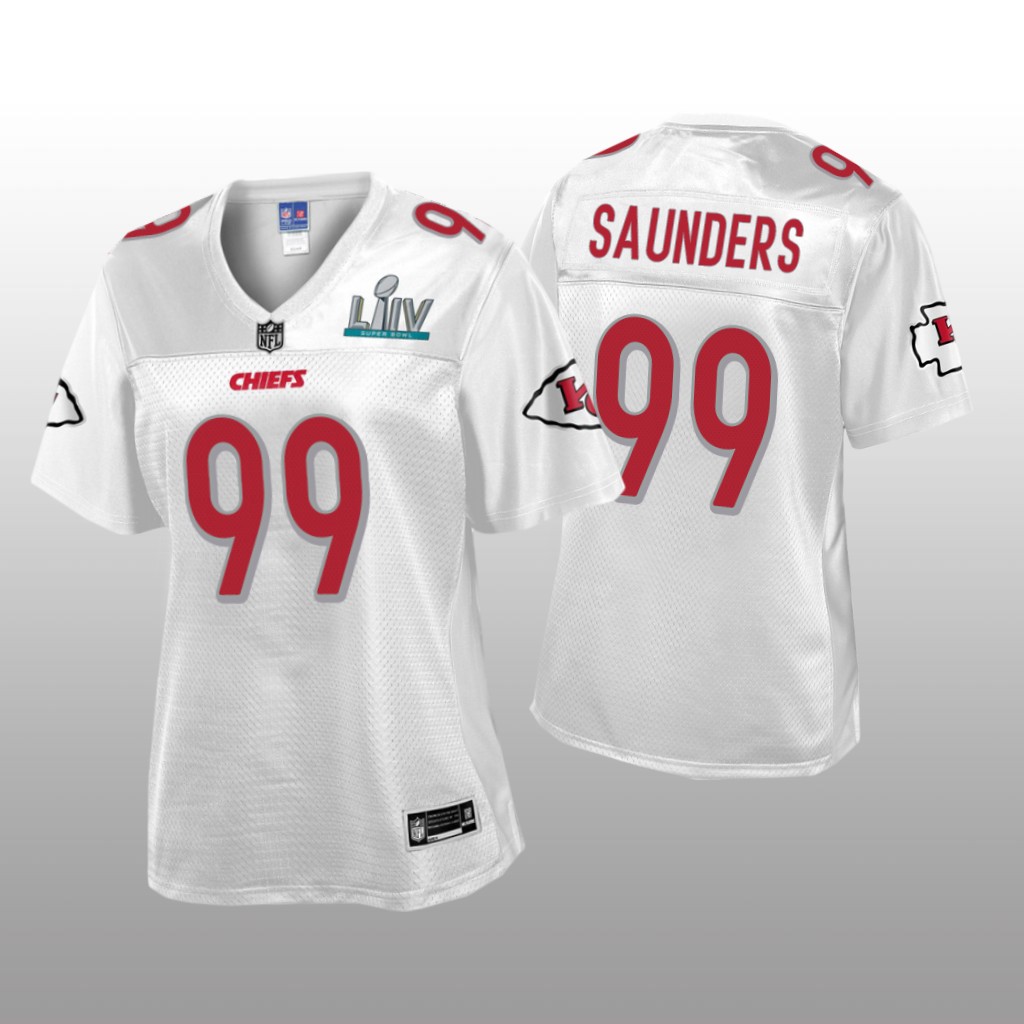 Kansas City Chiefs Khalen Saunders White Jersey Super Bowl LIV Champions - Women's