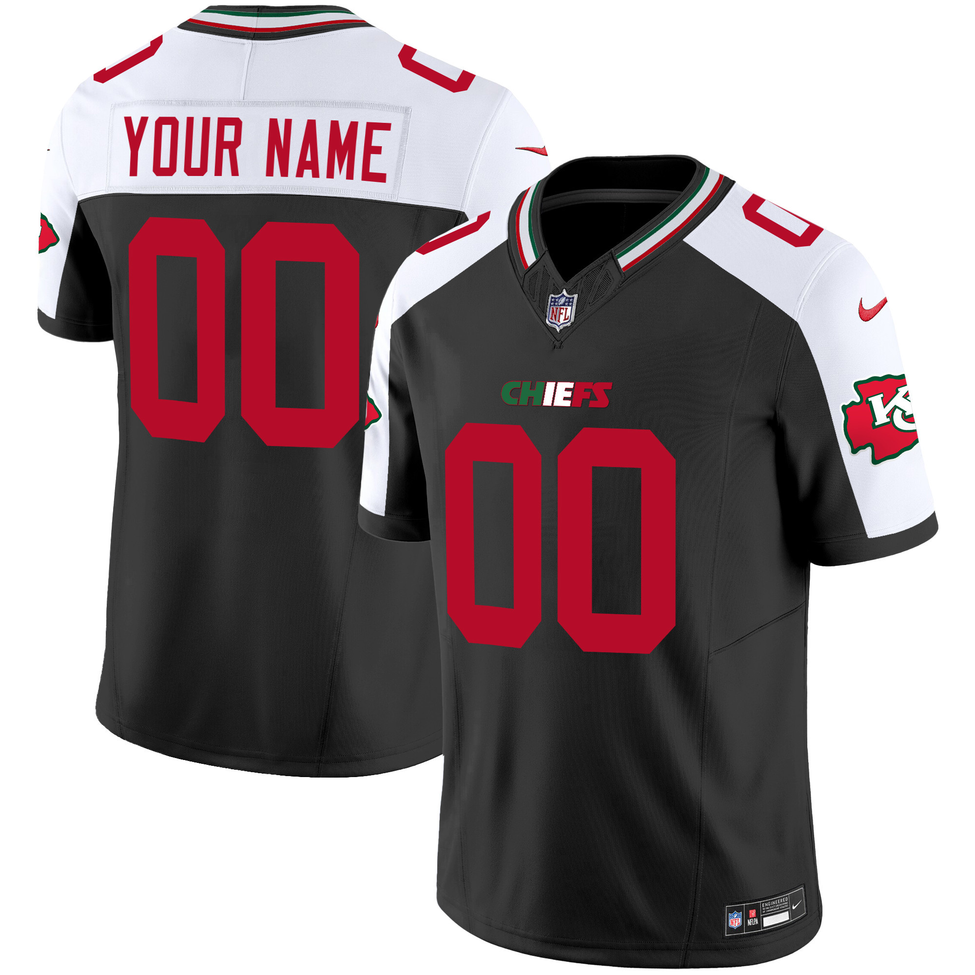 Kansas City Chiefs Mexico Vapor Limited Custom Black Alternate Jersey - All Stitched 