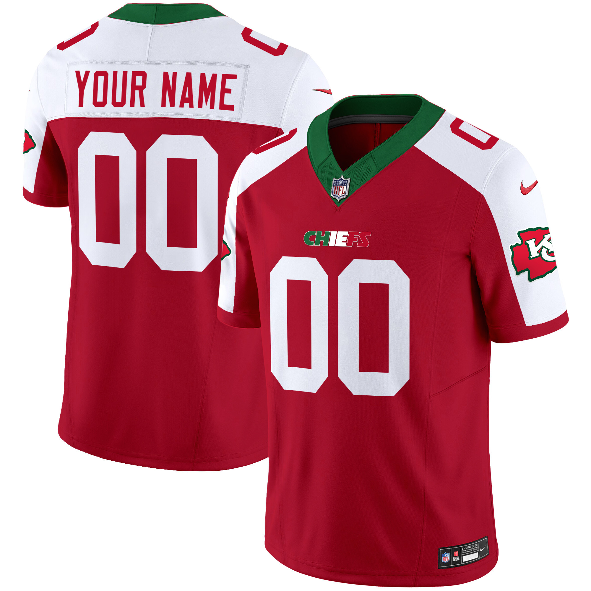 Kansas City Chiefs Mexico Vapor Limited Custom Red Alternate Jersey - All Stitched 