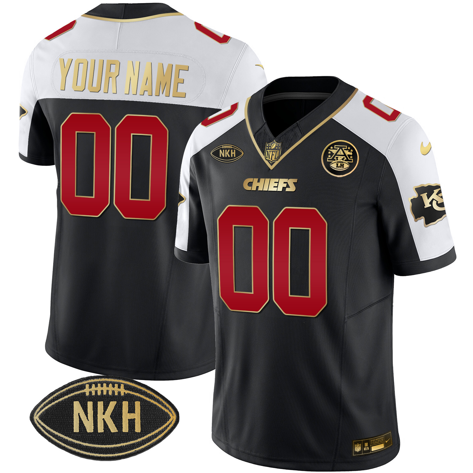 Kansas City Chiefs NKH Patch 2023 Vapor Limited Custom Black Alternate Jersey - All Stitched 