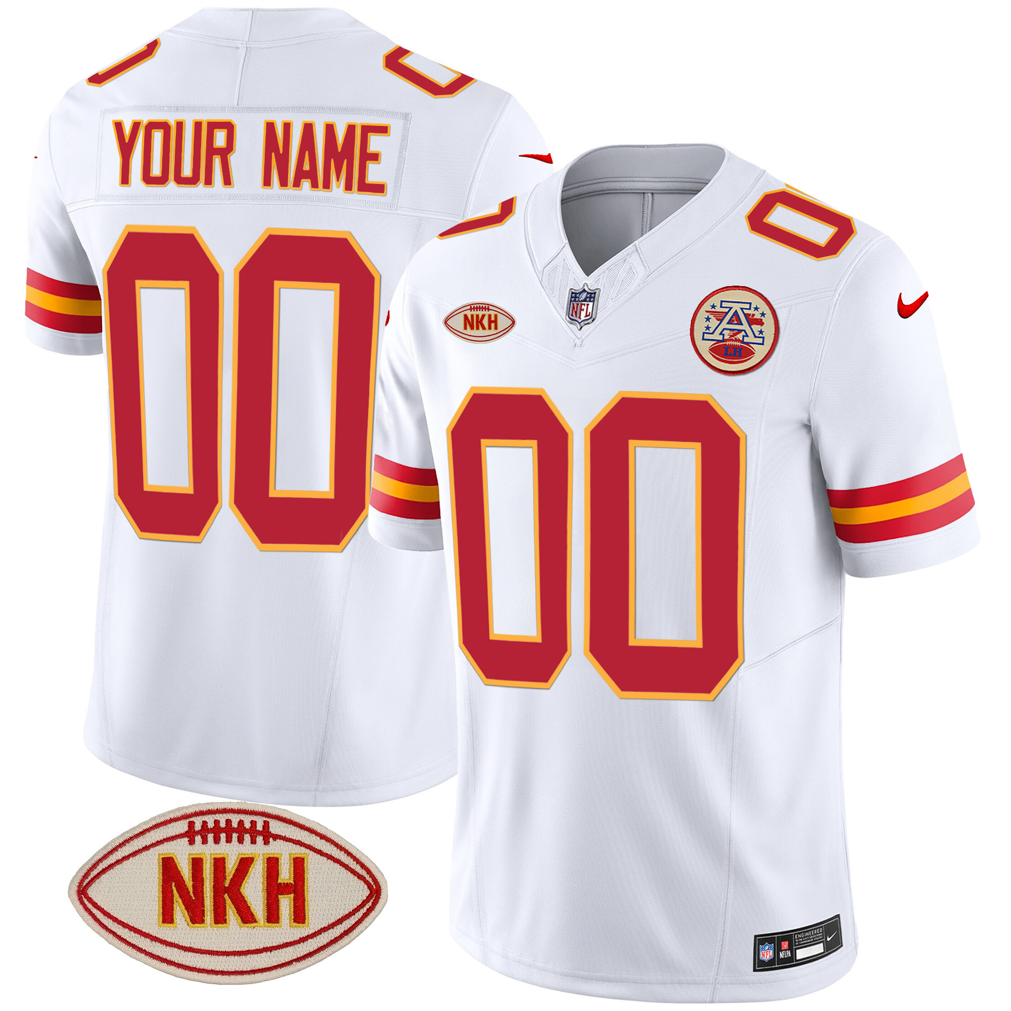 Kansas City Chiefs NKH Patch 2023 Vapor Limited Custom White Jersey - All Stitched 