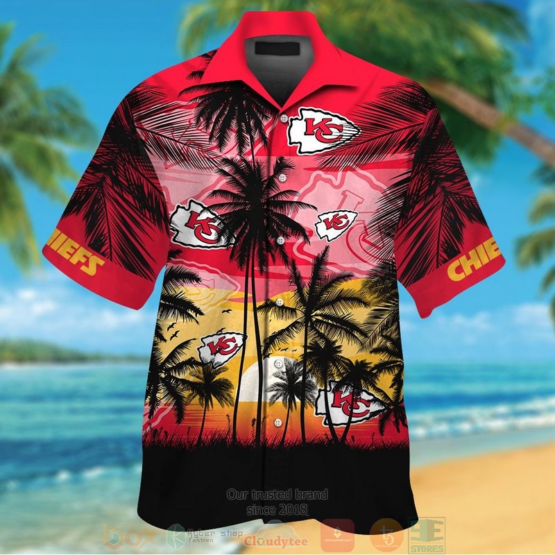 Kansas City Chiefs palm tree red black Hawaiian Shirt