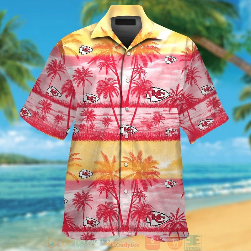 Kansas City Chiefs palm tree yellow red Hawaiian Shirt
