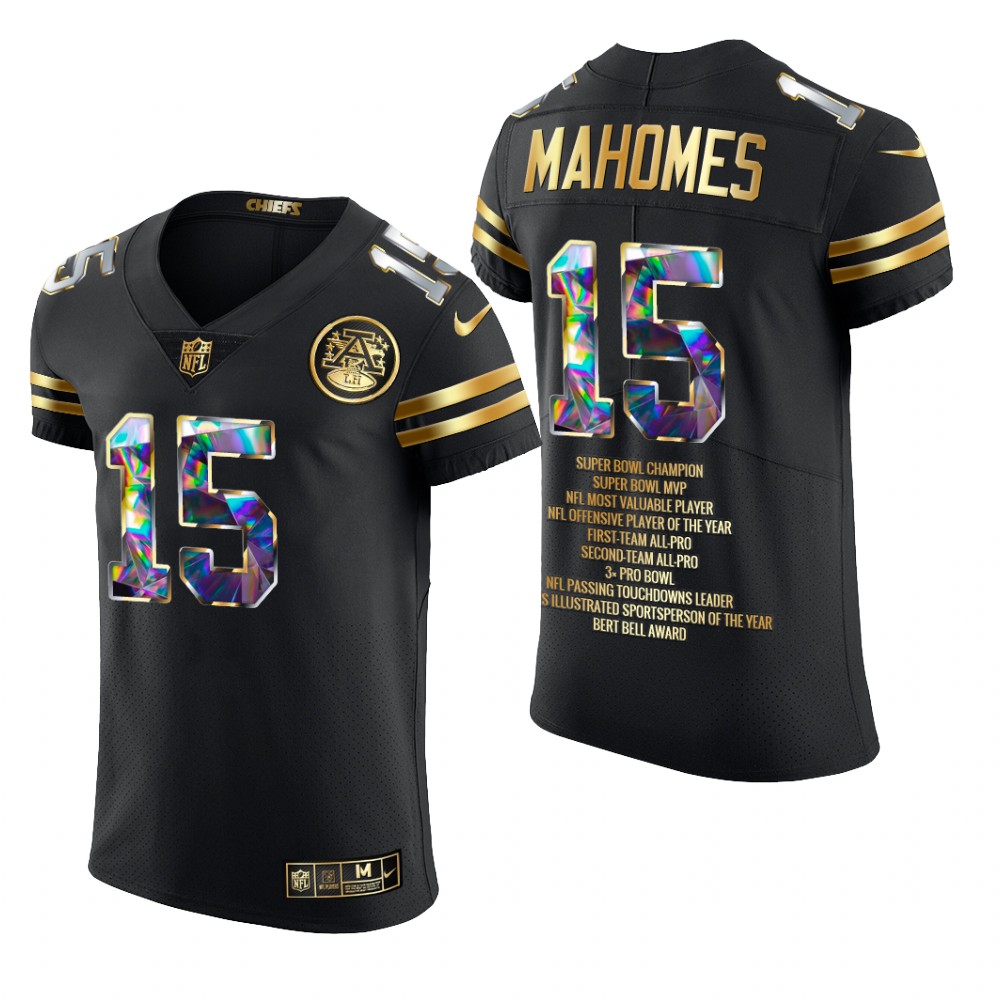Kansas City Chiefs Patrick Mahomes Black Jersey Career Highlights Men's