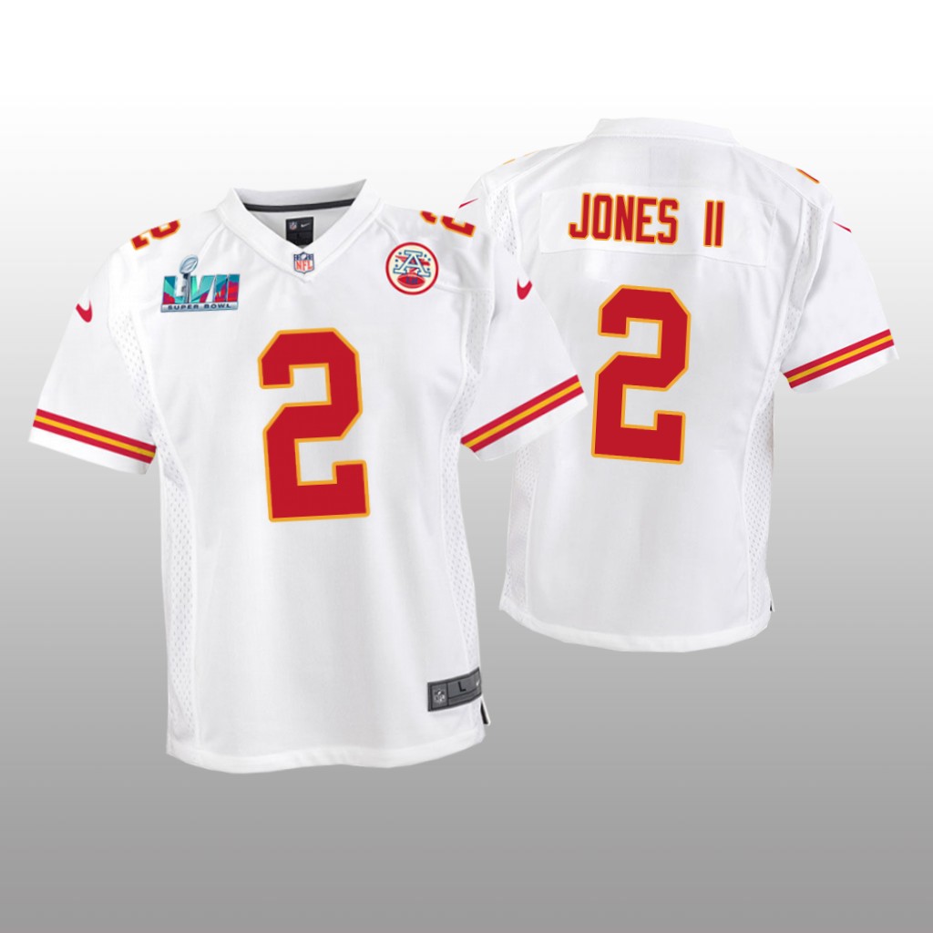 Kansas City Chiefs Ronald Jones II White Game Jersey Super Bowl LVII - Youth