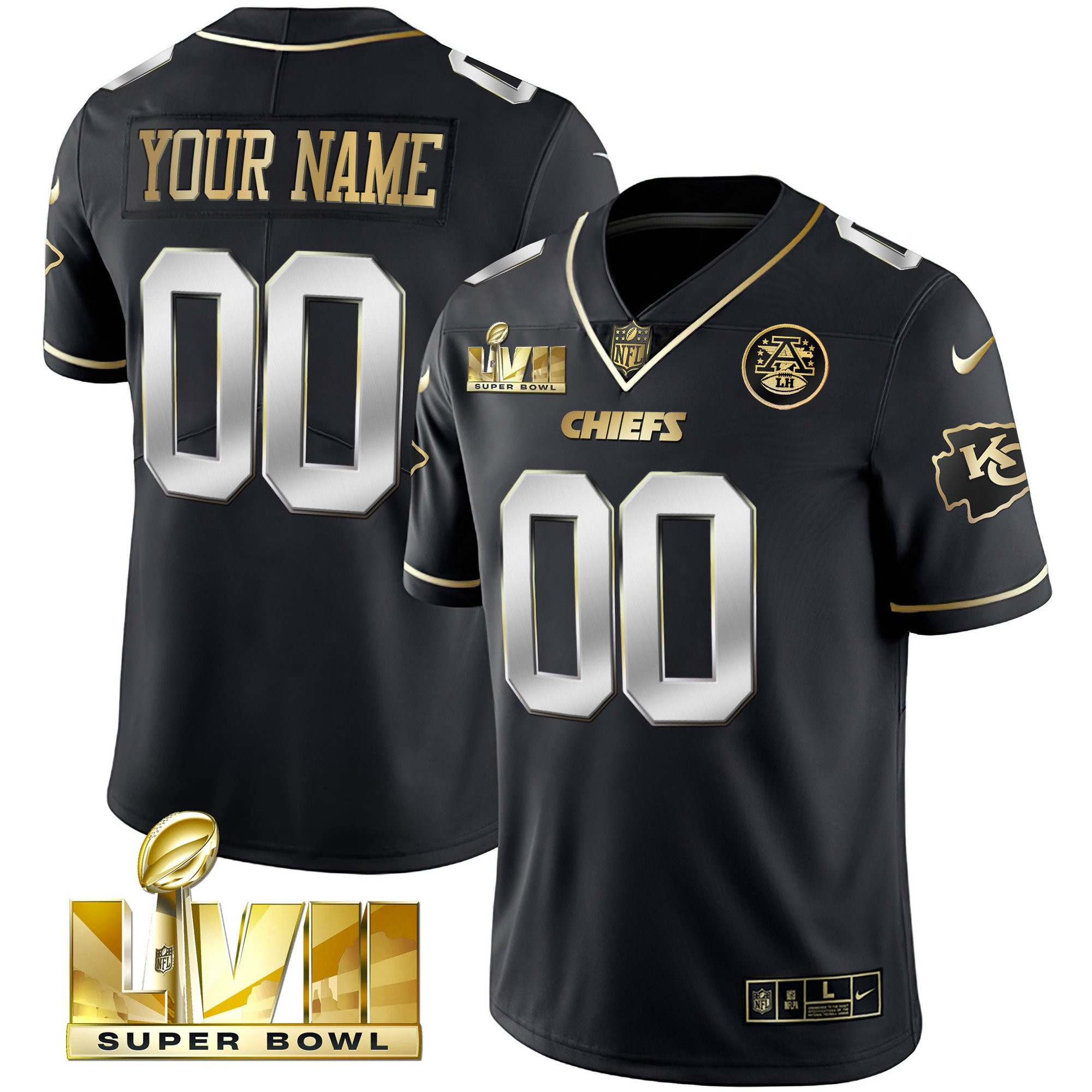 Kansas City Chiefs Super Bowl Custom Name & Number Black Limited Jersey - All Stitched 