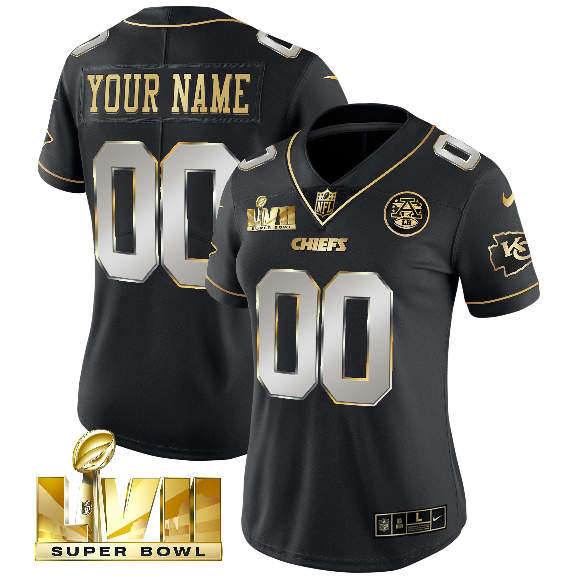 Kansas City Chiefs Super Bowl Custom Name & Number Black Limited Jersey - All Stitched 