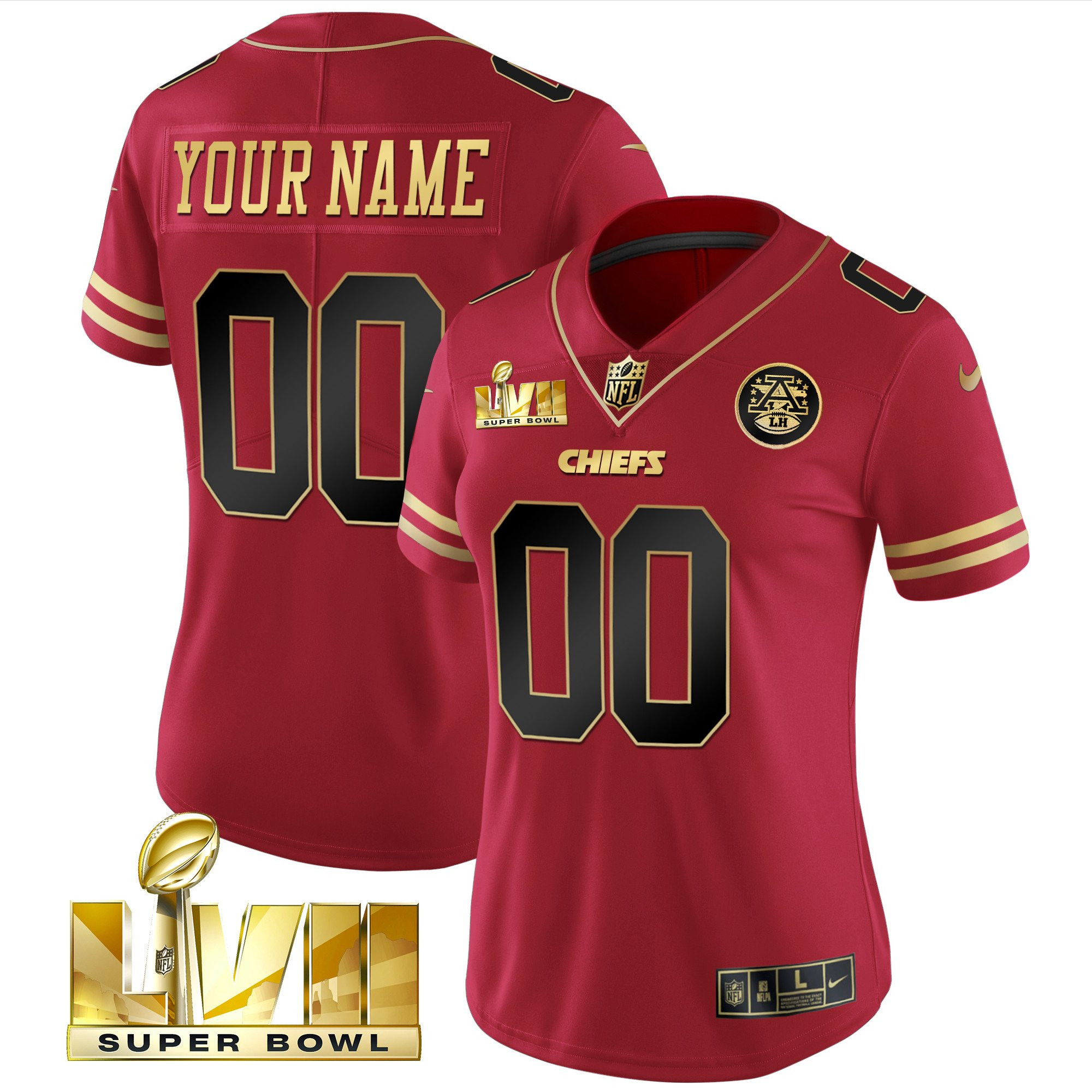 Kansas City Chiefs Super Bowl Custom Name & Number Black Red Jersey - All Stitched 