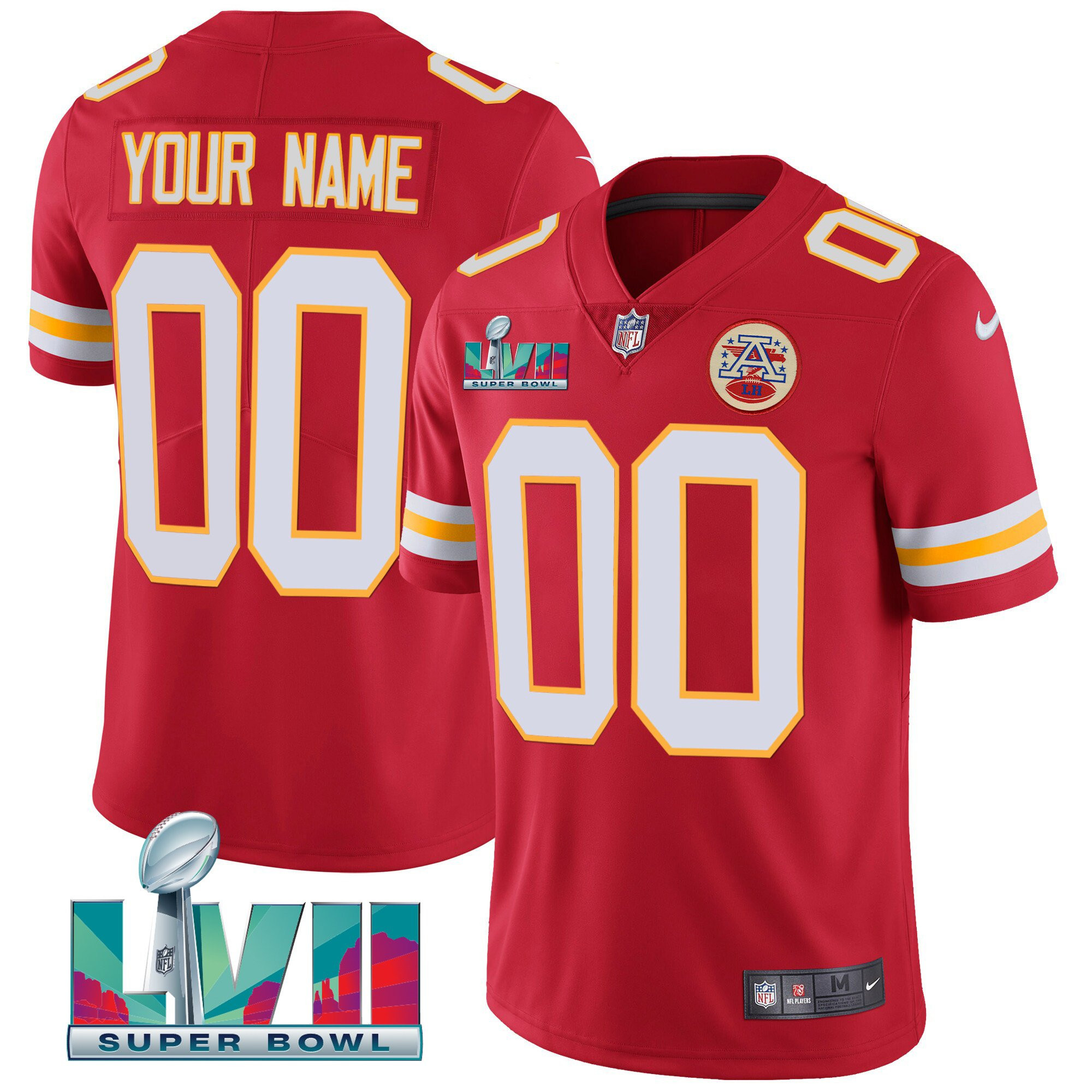 Kansas City Chiefs Super Bowl Custom Name & Number Red Jersey - All Stitched 