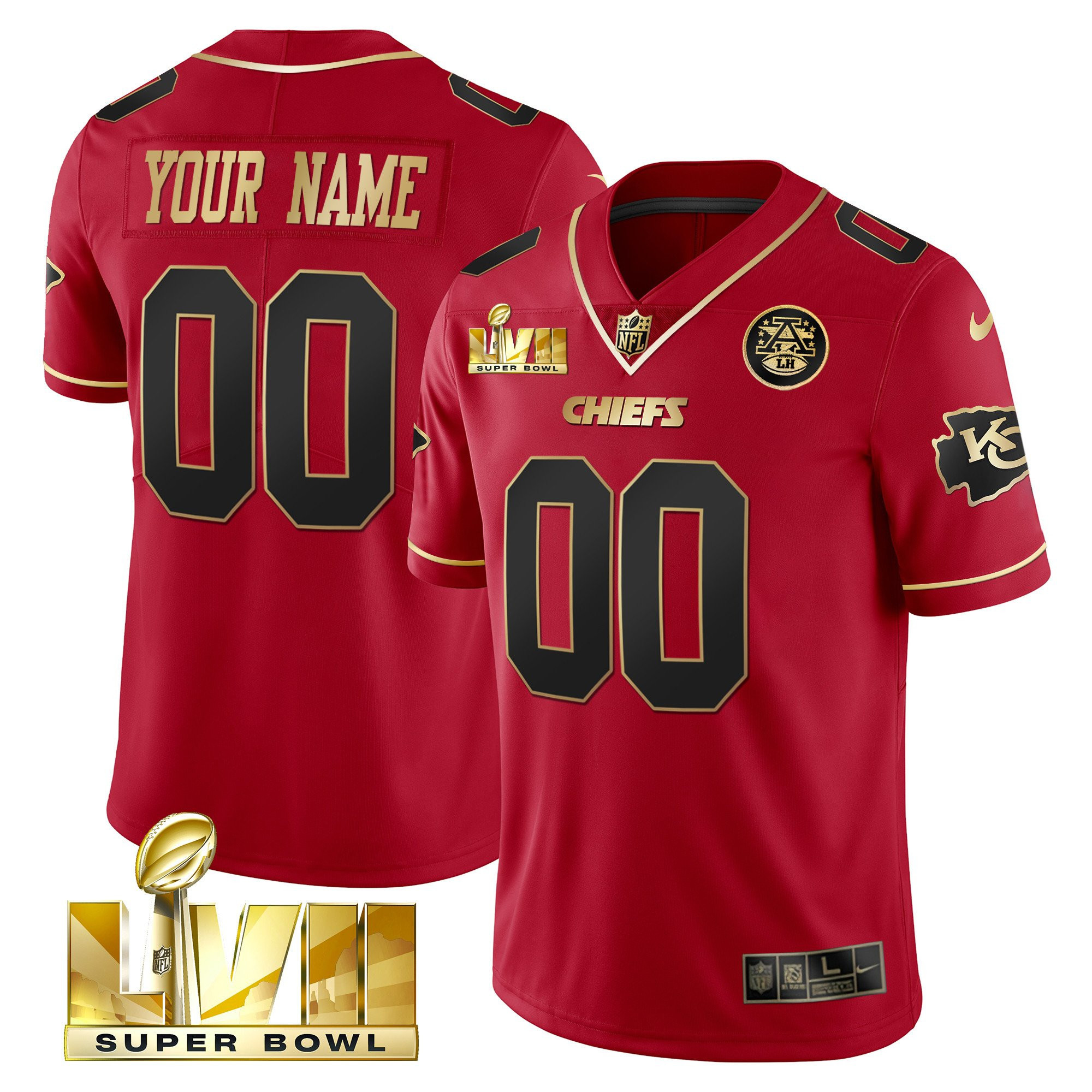 Kansas City Chiefs Super Bowl Custom Name & Number Red Special Jersey - All Stitched 
