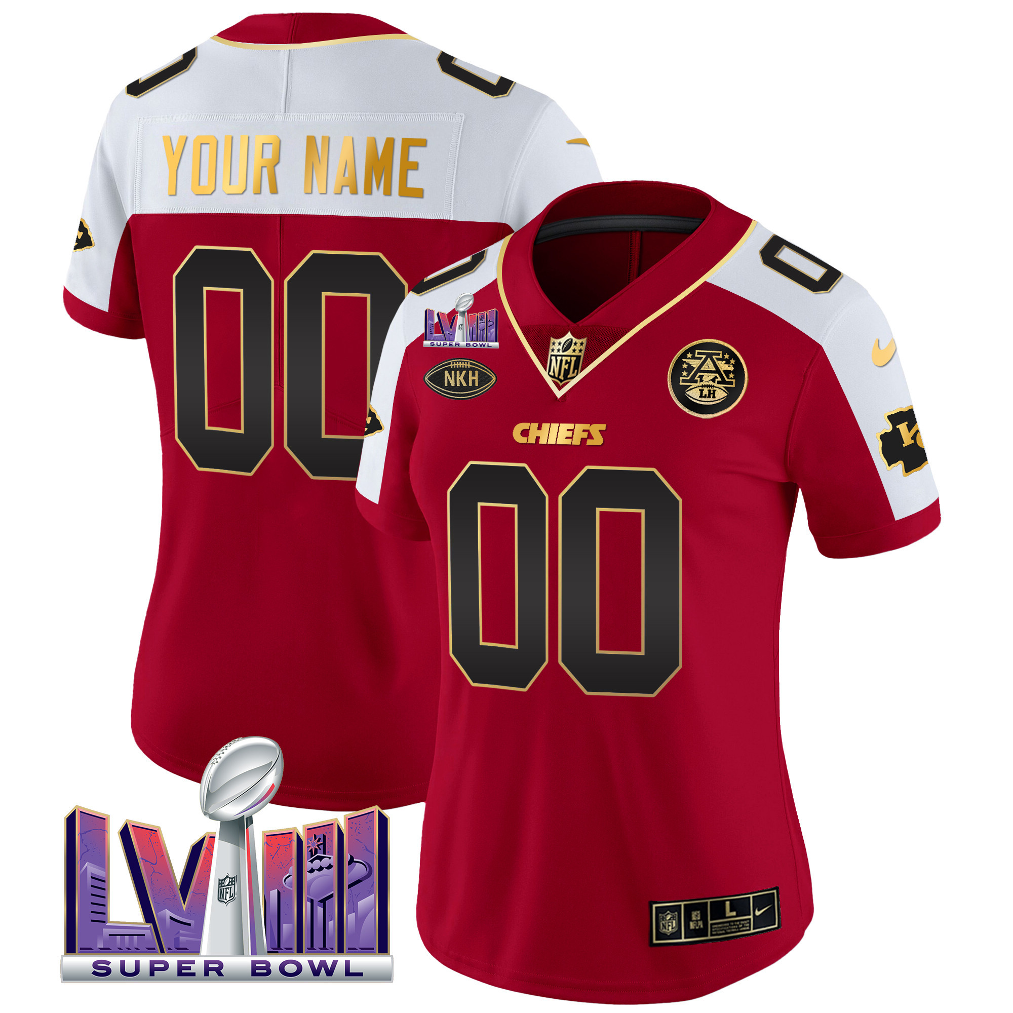 Kansas City Chiefs Super Bowl LVIII Patch Vapor Custom Red Alternate Jersey - All Stitched 