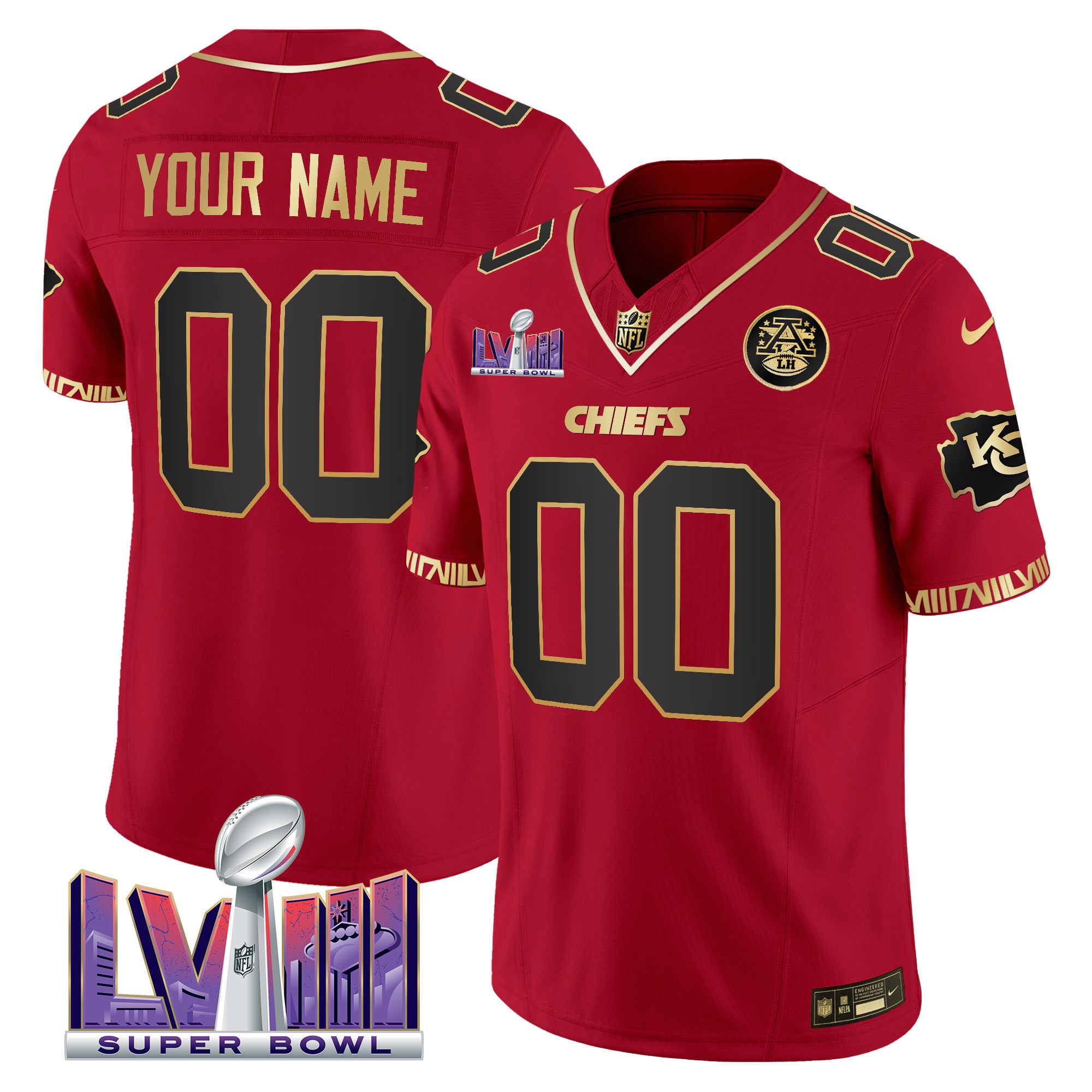 Kansas City Chiefs Super Bowl LVIII Pattern Vapor Custom Red Special Jersey - All Stitched 