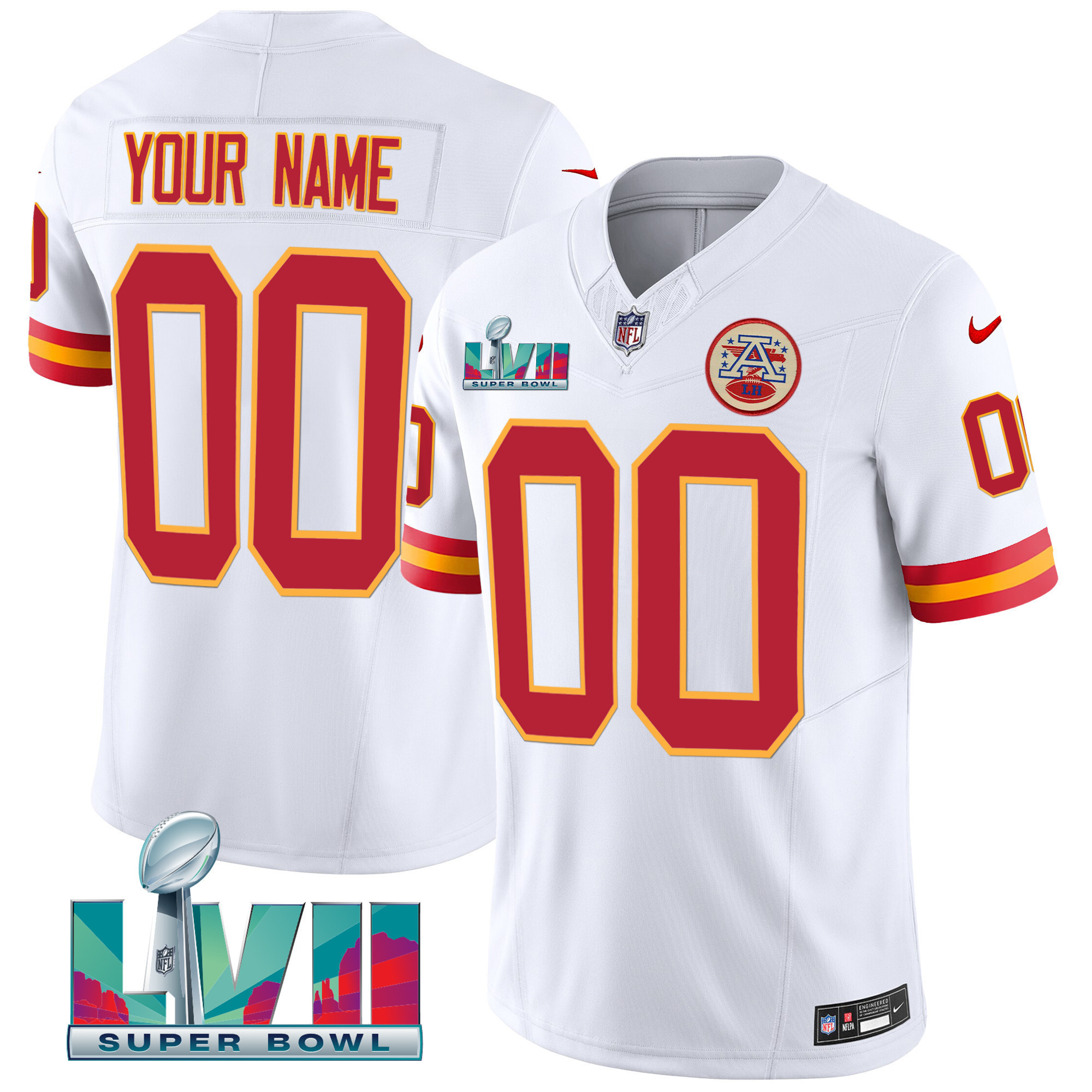 Kansas City Chiefs Throwback Limited Vapor Custom White Jersey - All Stitched 