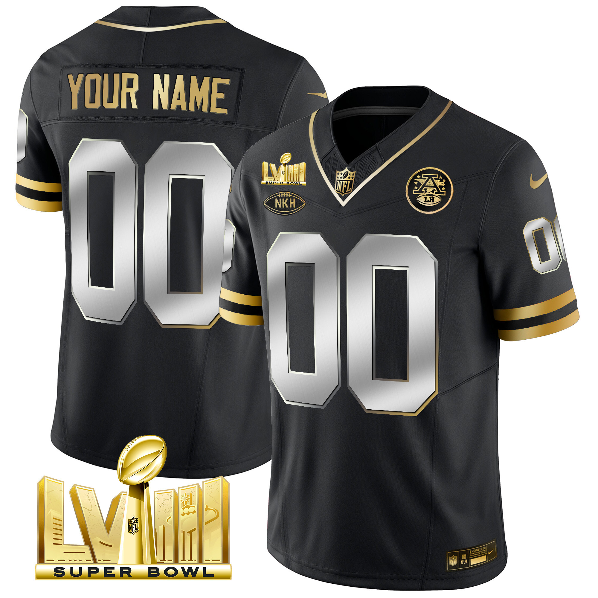 Kansas City Chiefs Throwback Super Bowl LVIII Vapor Custom Black Limited Jersey - All Stitched 