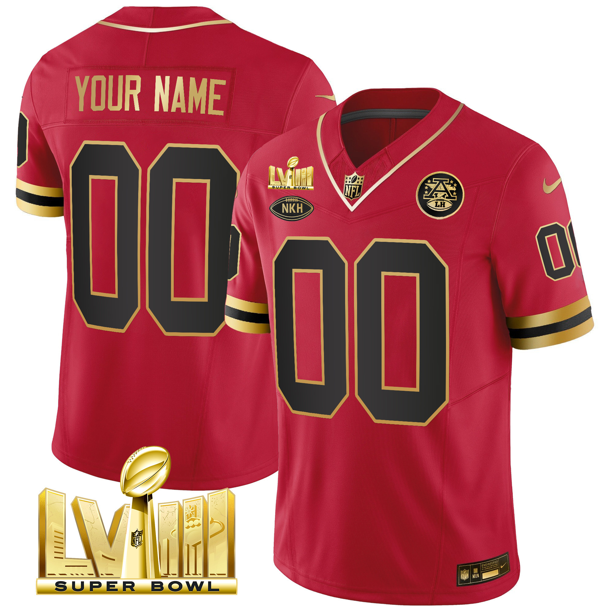 Kansas City Chiefs Throwback Super Bowl LVIII Vapor Custom Black Red Jersey - All Stitched 
