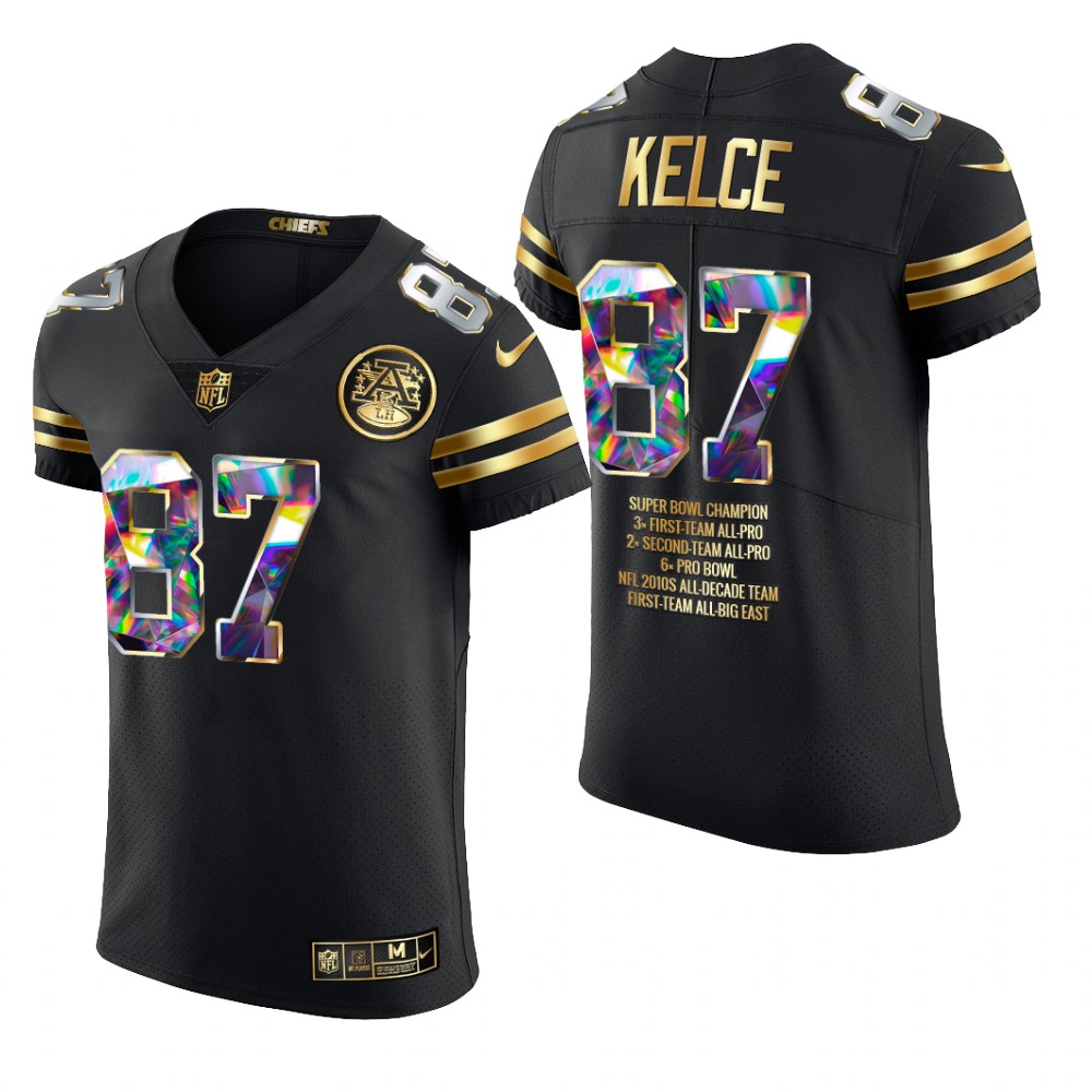 Kansas City Chiefs Travis Kelce Black Jersey Career Highlights Men's