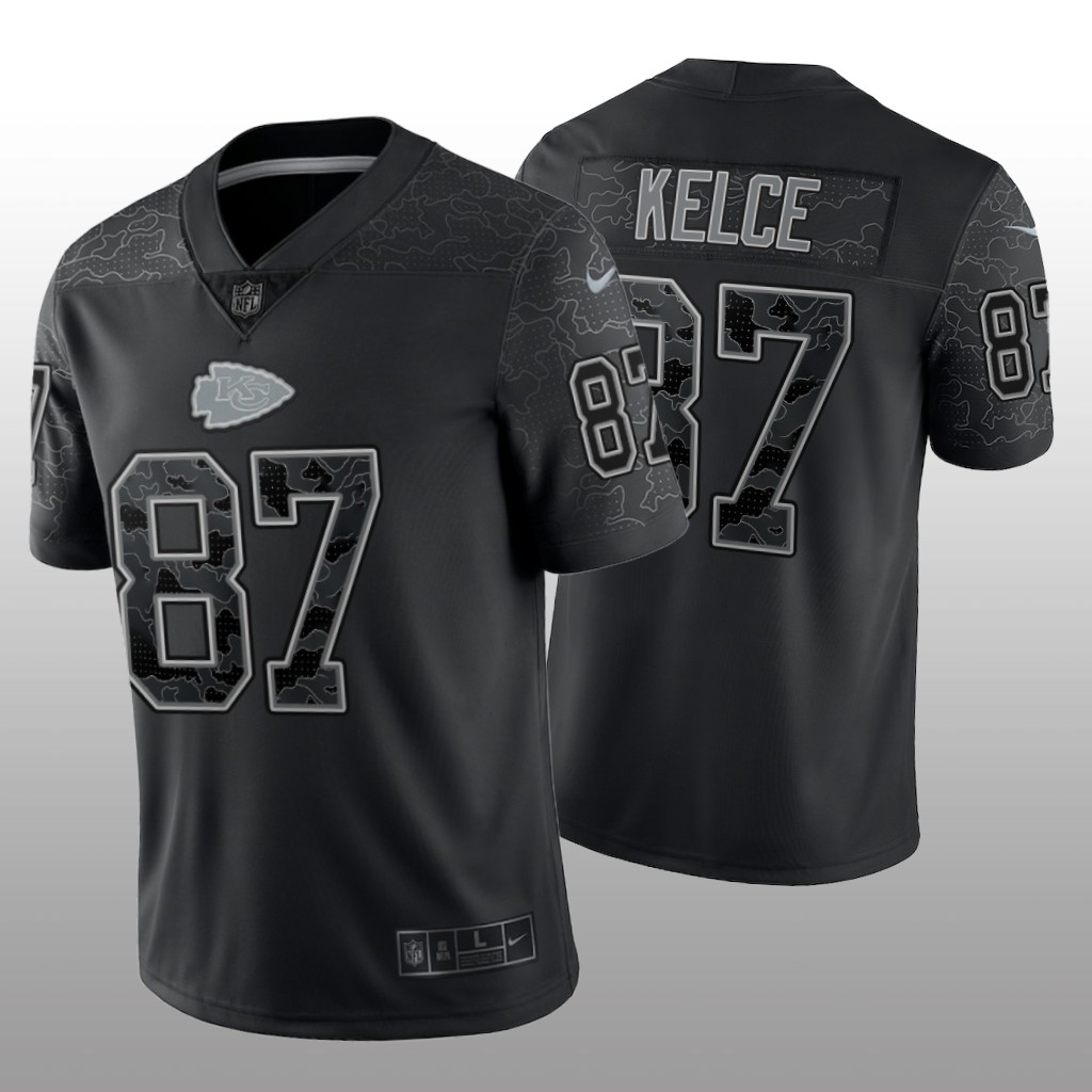 Kansas City Chiefs Travis Kelce Black Jersey Reflective Limited - Men's