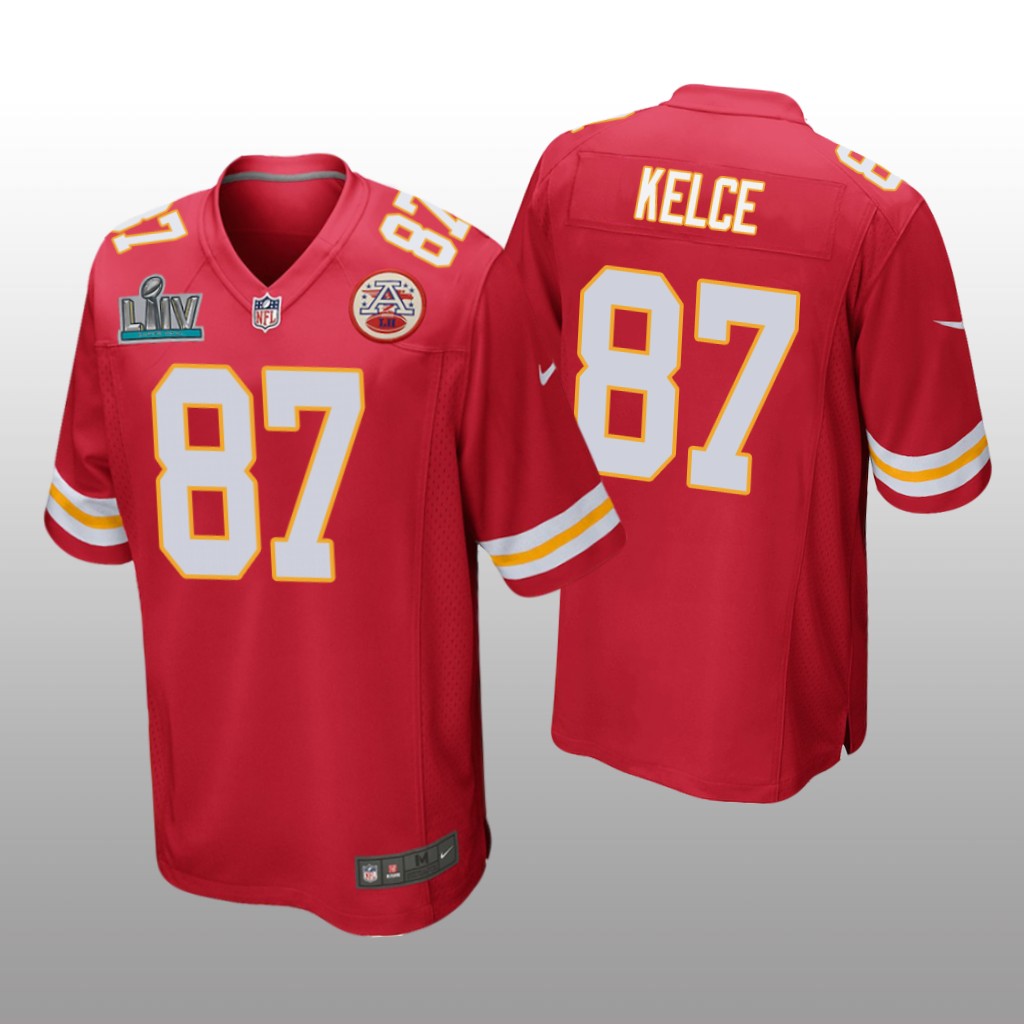 Kansas City Chiefs Travis Kelce Red Game Jersey Super Bowl LIV - Men's