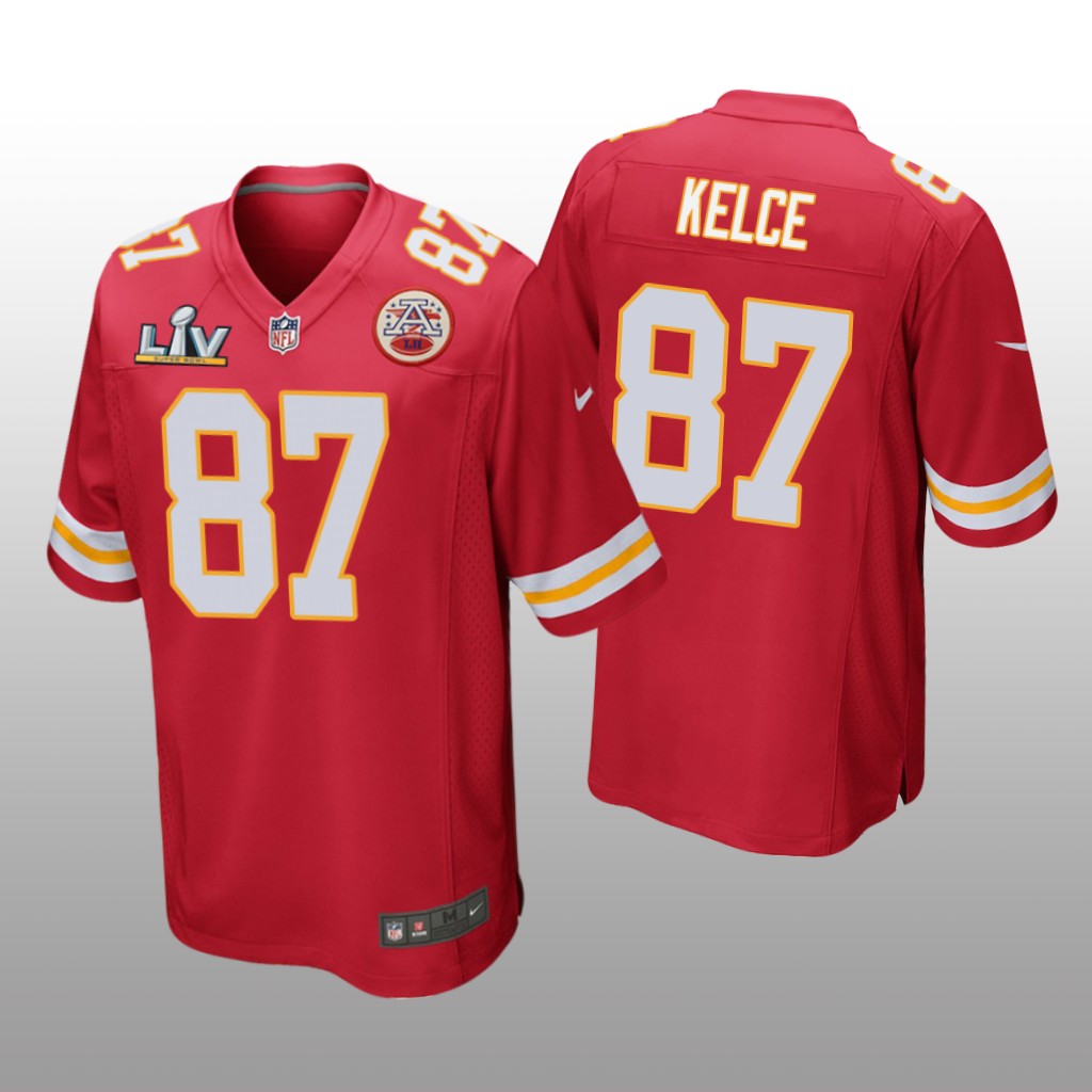 Kansas City Chiefs Travis Kelce Red Game Jersey Super Bowl LV - Men's