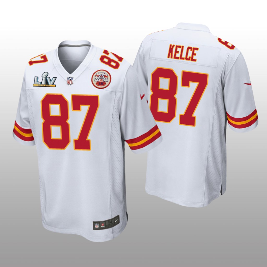 Kansas City Chiefs Travis Kelce White Game Jersey Super Bowl LV - Men's