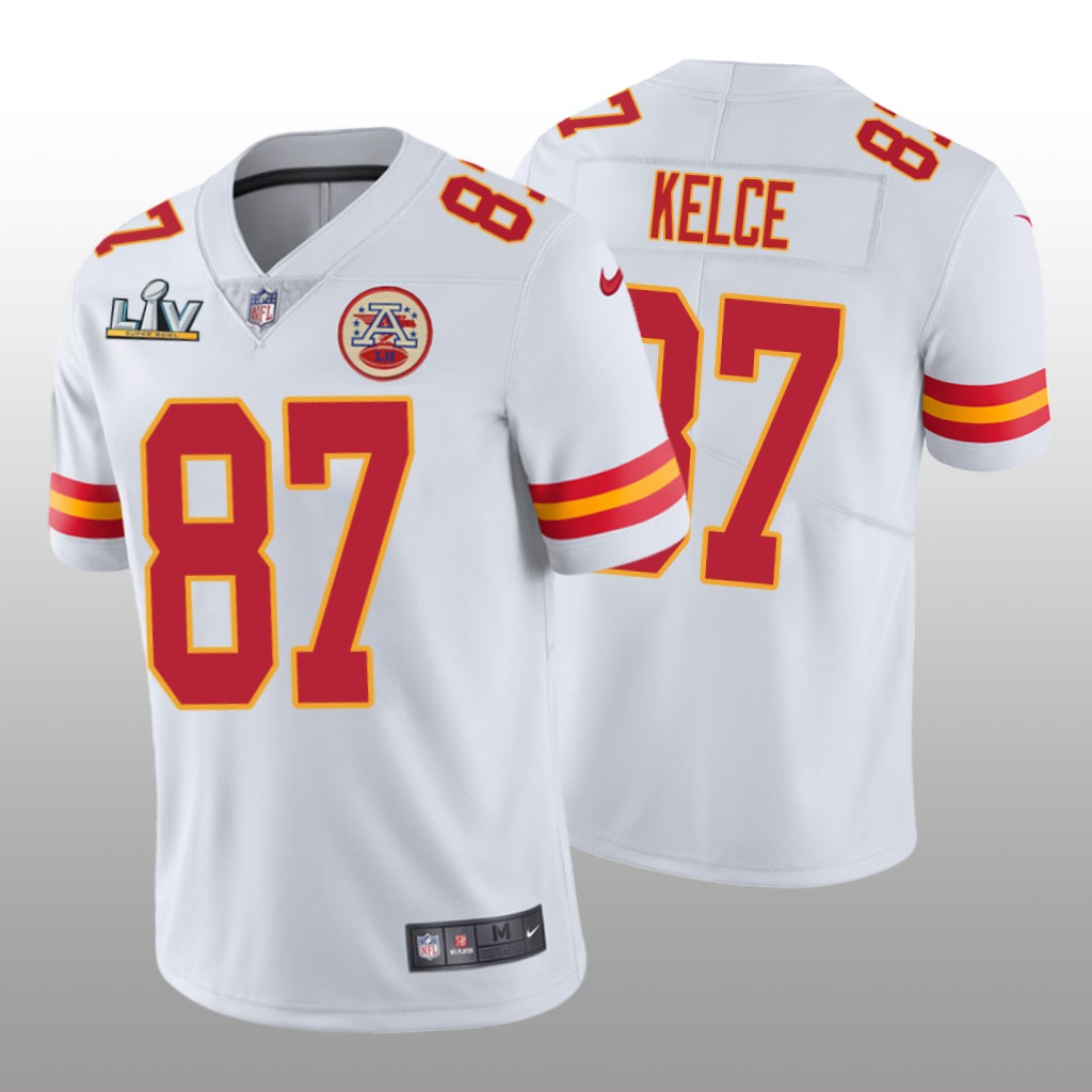 Kansas City Chiefs Travis Kelce White Vapor Limited Jersey Super Bowl LV - Men's