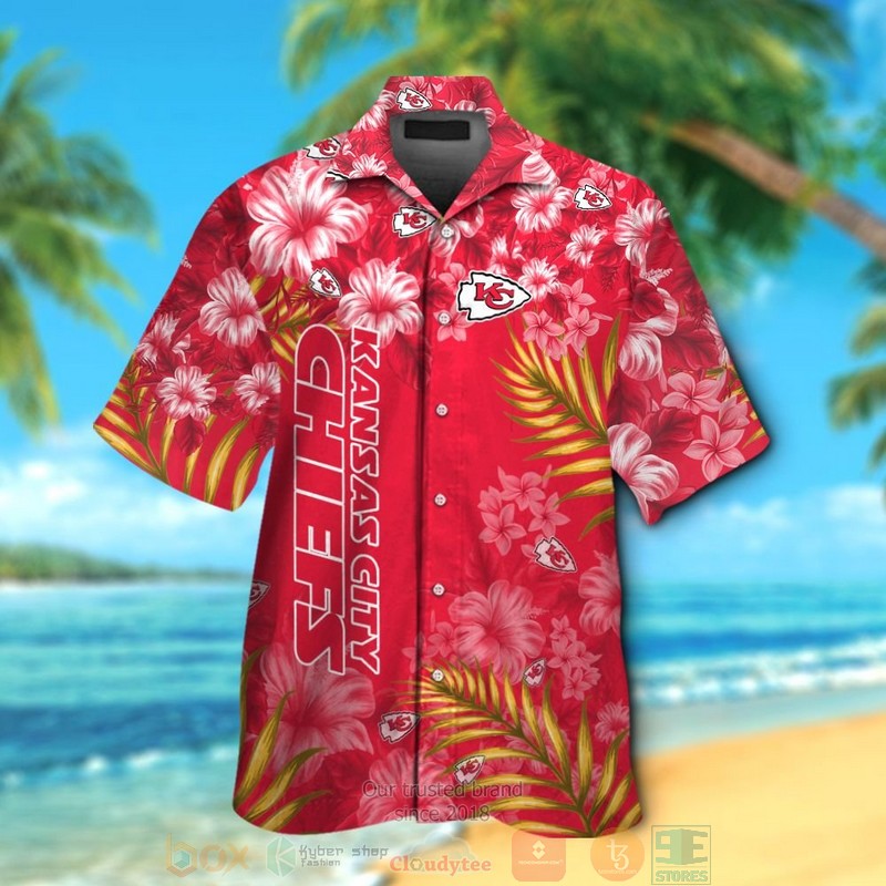 Kansas City Chiefs tropical plants Hibiscus red Hawaiian Shirt