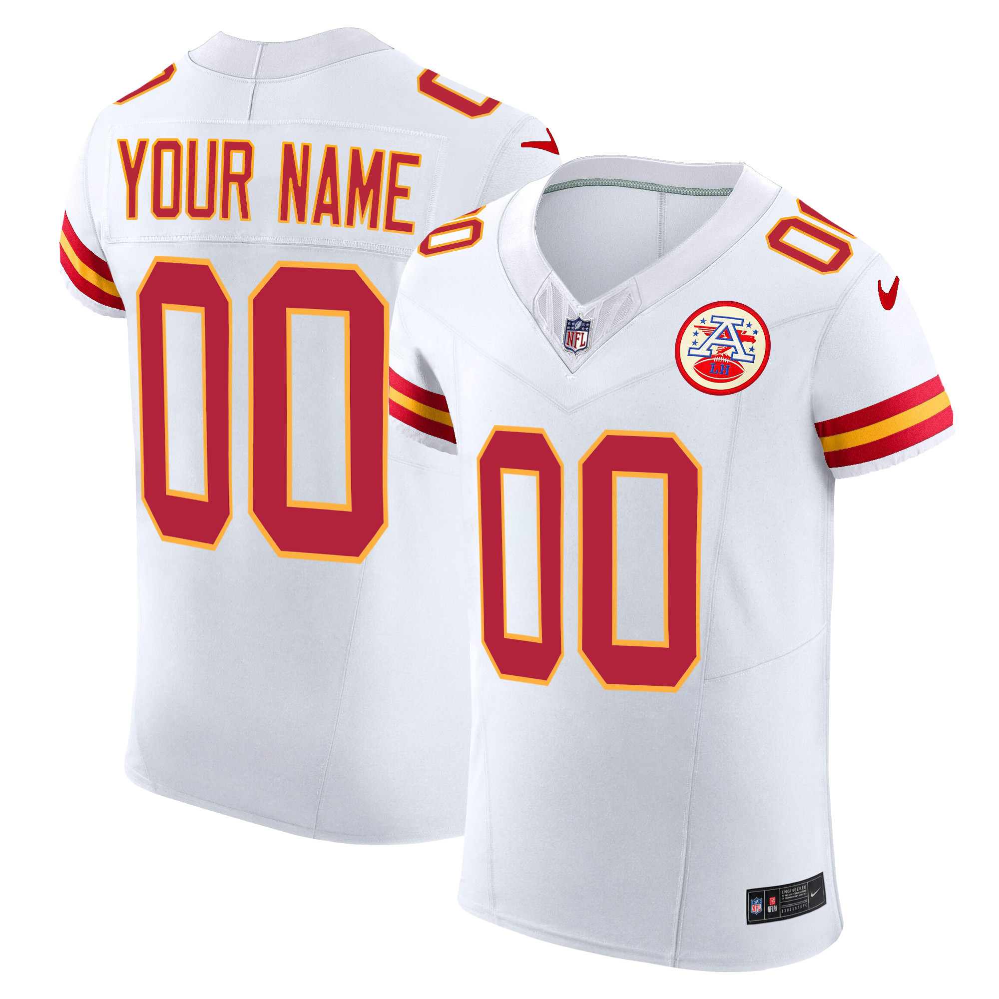Kansas City Chiefs Vapor Elite Custom White Jersey - All Stitched 