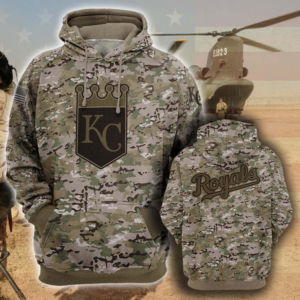 Kansas City Royals- All Over Prints 3D Hoodie – Camo Style