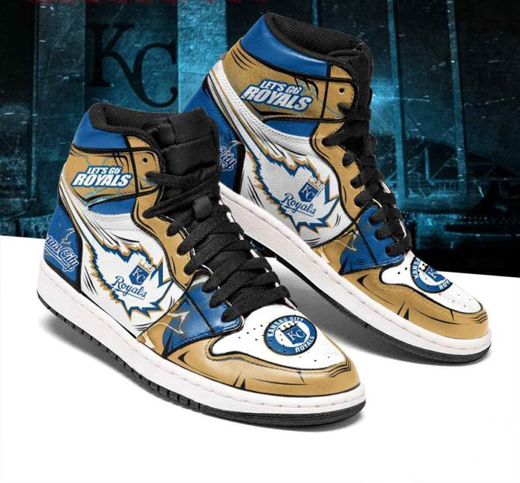 Kansas City Royals MLB baseball Fashion Sneakers Basketball Shoes Leather High Top Air Jordan Sneaker, Air Jordan Hightop